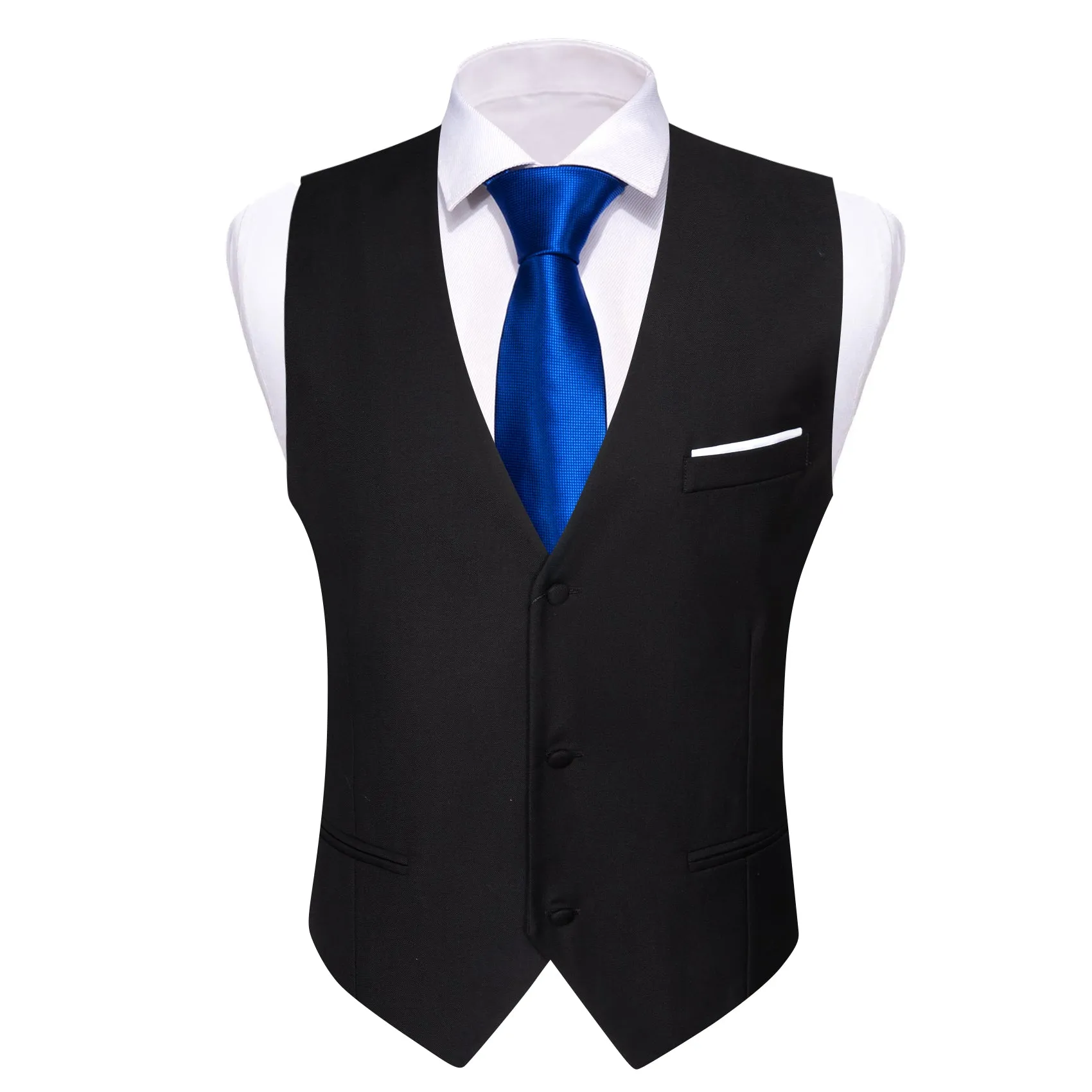 Barry. Wang Mens Black Formal Suit Vest Silk Solid Business Dress Formal Waistcoat sold by Barrywang product image thumbnail 2