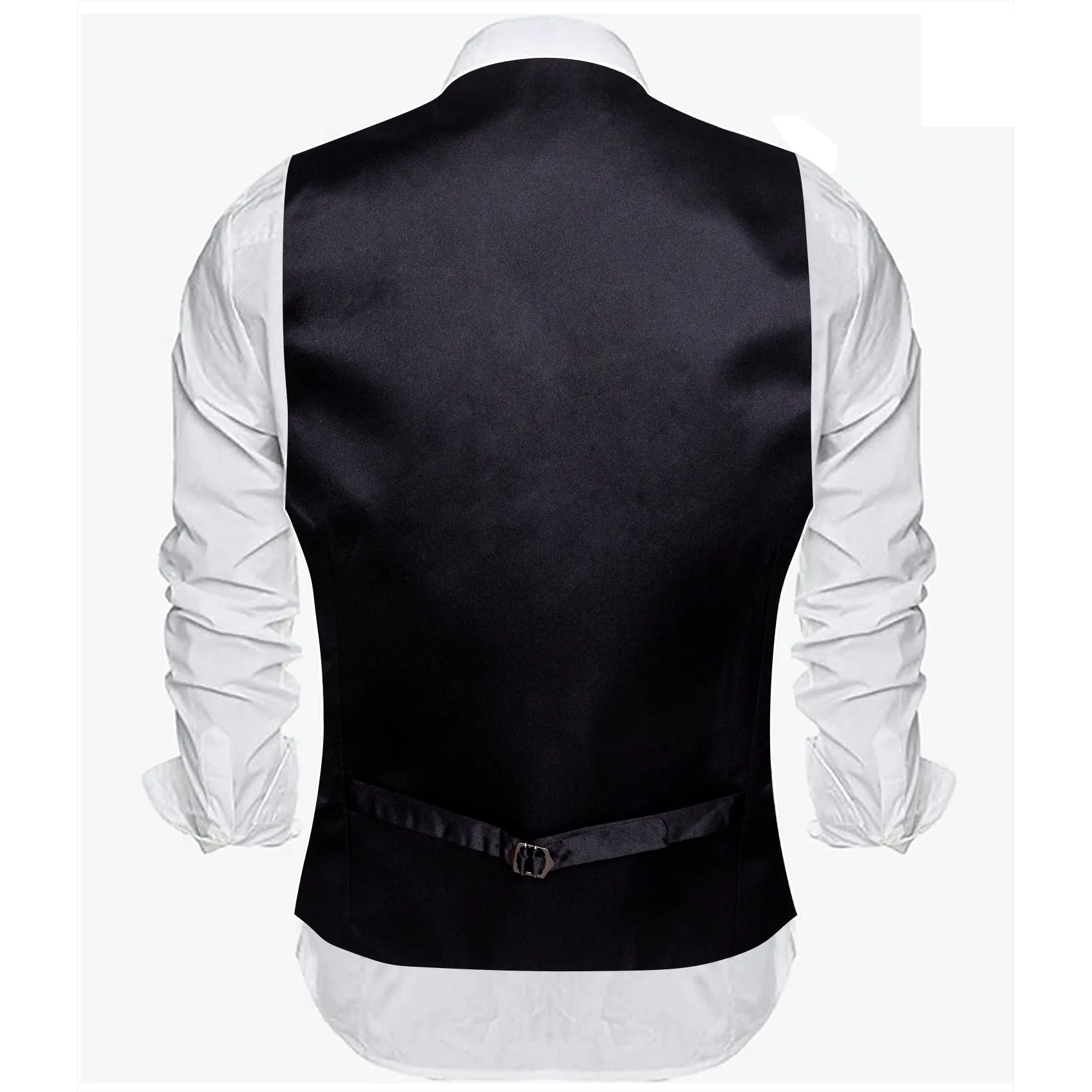 Barry. Wang Mens Black Formal Suit Vest Silk Solid Business Dress Formal Waistcoat sold by Barrywang product image thumbnail 5