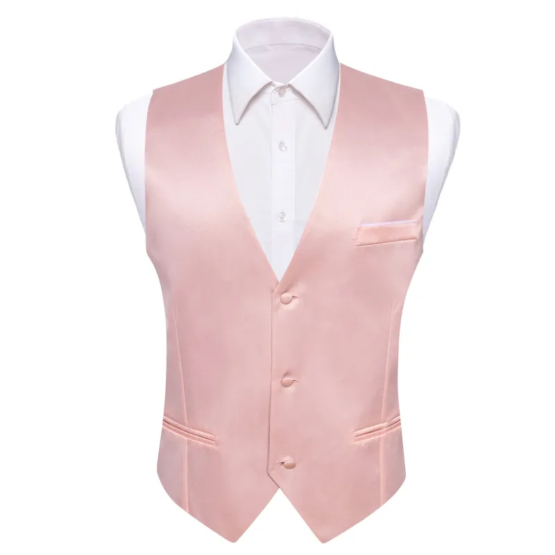 Barry. Wang Mens Dress Waistcoat Dusty Pink Solid V-neck Formal Business Vest sold by Barrywang
