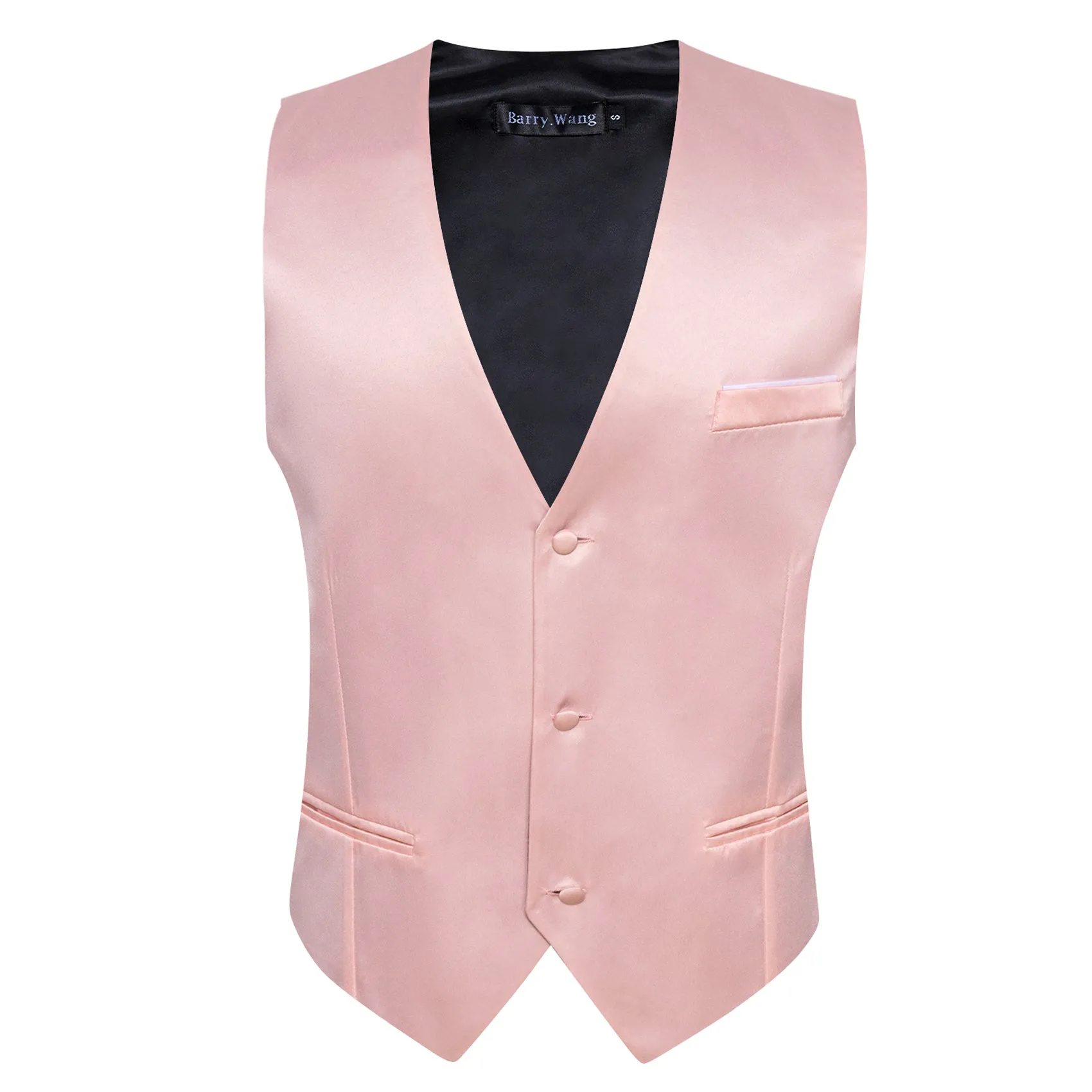 Barry. Wang Mens Dress Waistcoat Dusty Pink Solid V-neck Formal Business Vest sold by Barrywang product image thumbnail 4