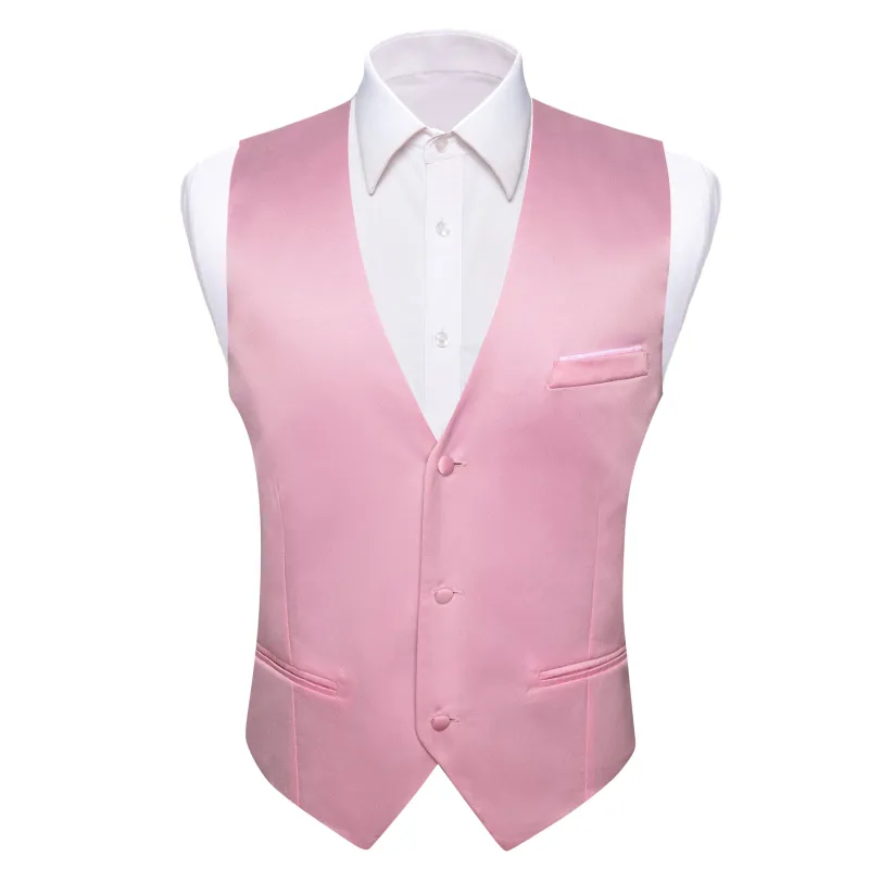 Barry. Wang Mens Pink Casual Vest V-neck Solid Leisure Suit Waistcoat sold by Barrywang