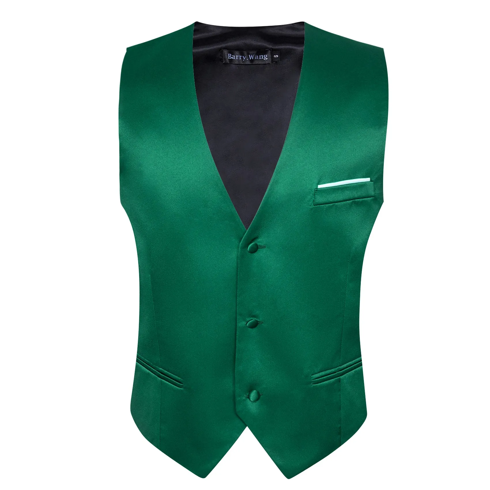 Barry. Wang Mens Emerald Green Formal Suit Vest Silk Solid Business Dress Formal Waistcoat sold by Barrywang product image thumbnail 4