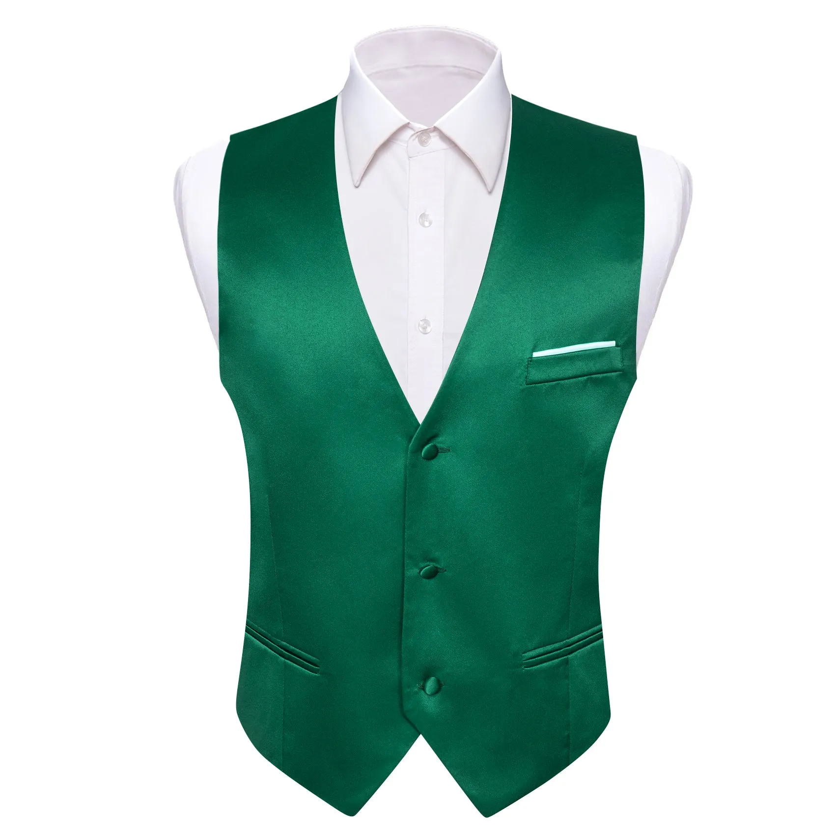 Barry. Wang Mens Emerald Green Formal Suit Vest Silk Solid Business Dress Formal Waistcoat sold by Barrywang