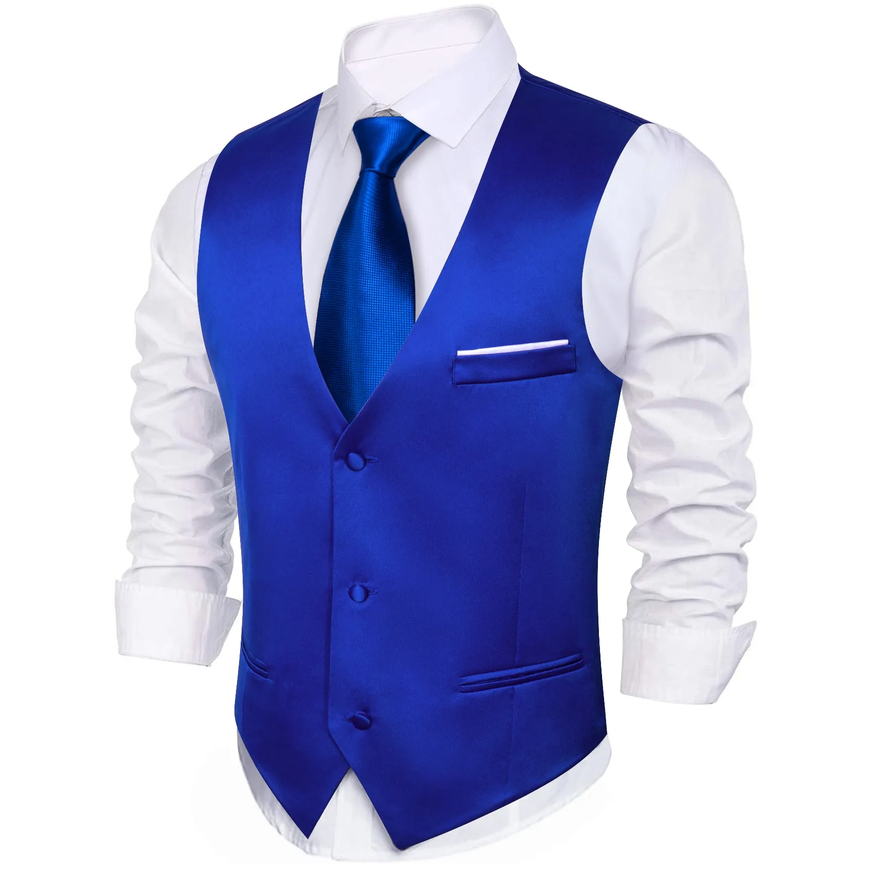 Barry. Wang Royal Blue Business Suit Vest for Wedding Slim Fit Formal Groomsmen Vest sold by Barrywang product image thumbnail 3