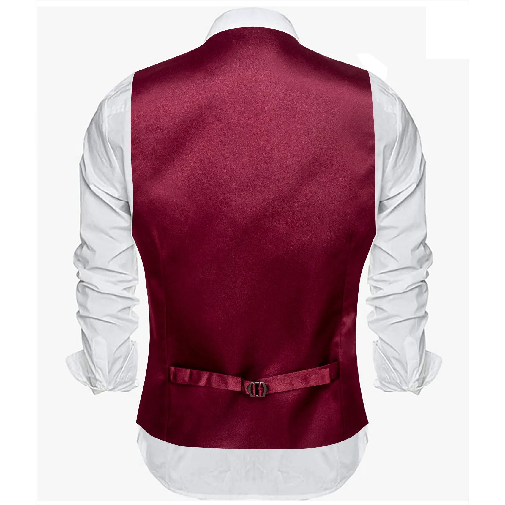 Barry. Wang Mens Wine Dress Vest Formal Satin V-Neck Solid Suit Waistcoat sold by Barrywang product image thumbnail 4