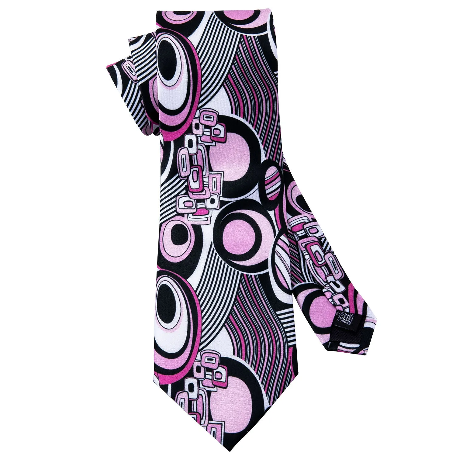 Barry. Wang Pink Tie Printed Novelty Necktie Handkerchief Cufflinks Set for Wedding Party sold by Barrywang product image thumbnail 5
