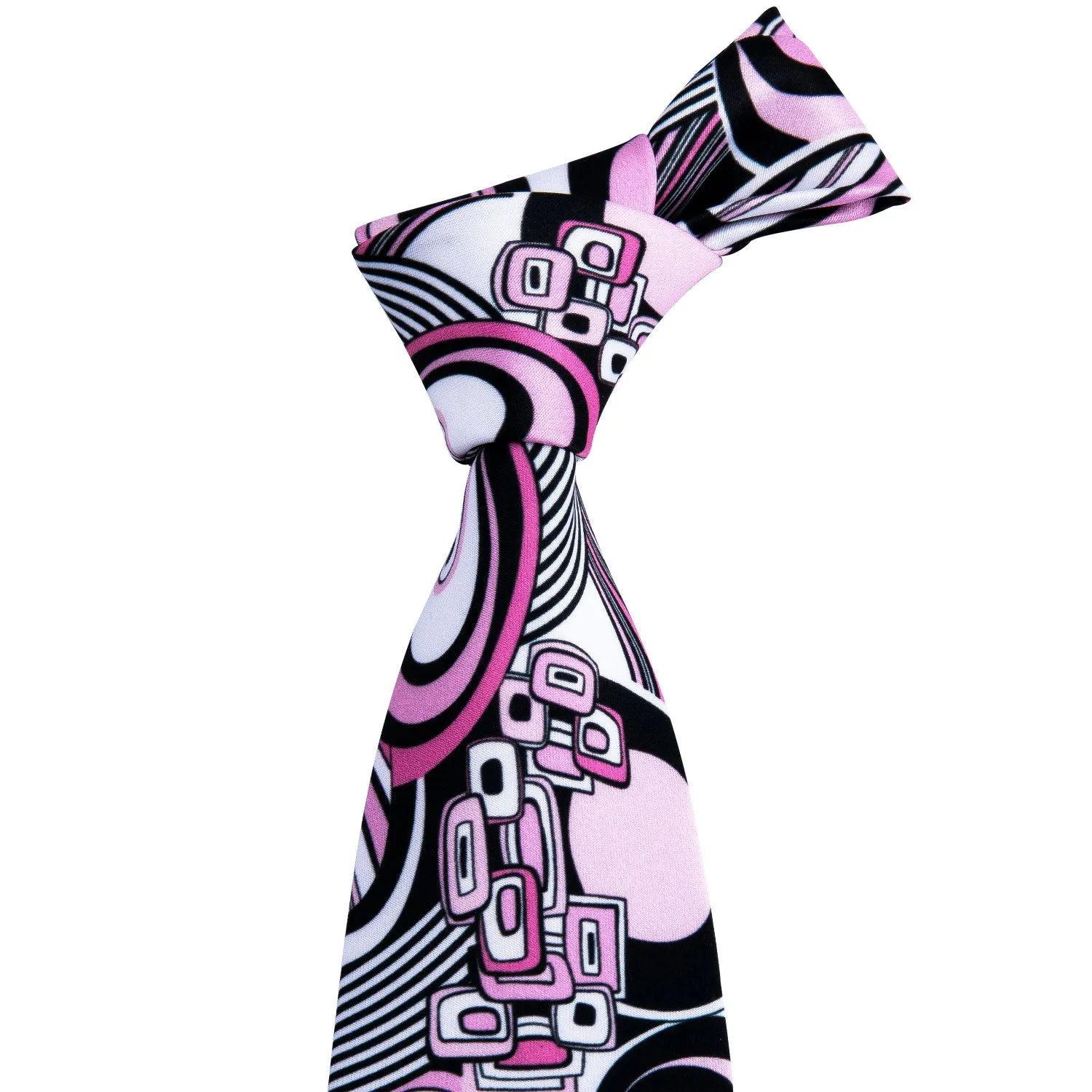 Barry. Wang Pink Tie Printed Novelty Necktie Handkerchief Cufflinks Set for Wedding Party sold by Barrywang product image thumbnail 3