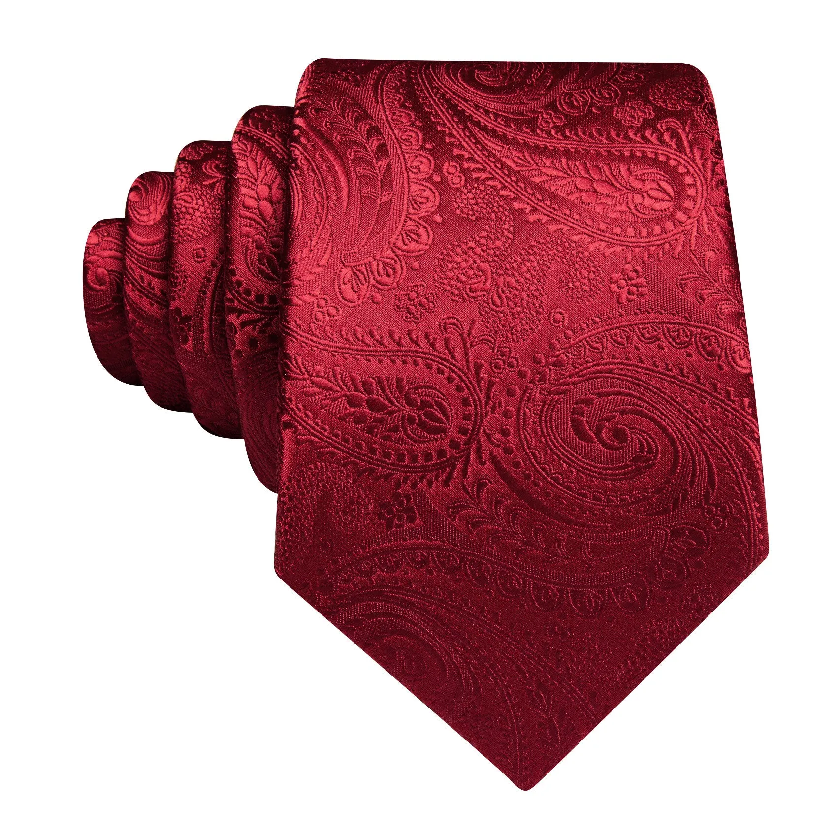 Barry. Wang Burgundy Tie Paisley Silk Mens Tie Pocket Square Cufflinks Set sold by Barrywang product image thumbnail 3