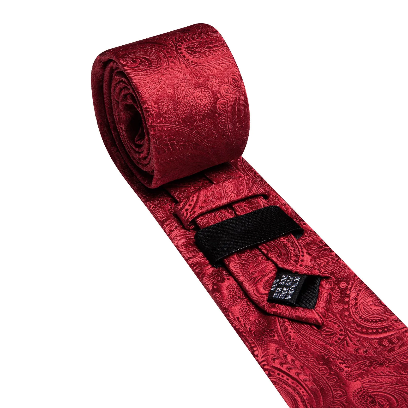 Barry. Wang Burgundy Tie Paisley Silk Mens Tie Pocket Square Cufflinks Set sold by Barrywang product image thumbnail 5