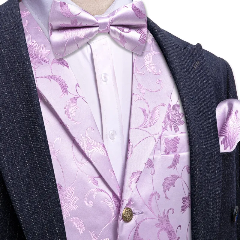 Barry. Wang Mens Lavender Floral Vest Silk Paisley Vest Bowtie Hanky Cufflinks Set sold by Barrywang