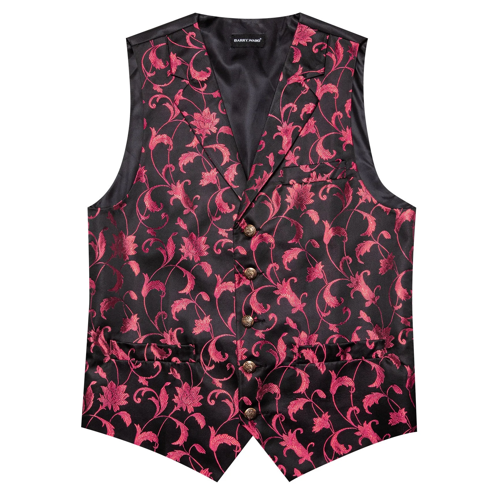Barry. Wang Mens Collar Vest Coral Floral Formal Suit Waistcoat Bowtie Hanky Cufflinks Set sold by Barrywang product image thumbnail 4