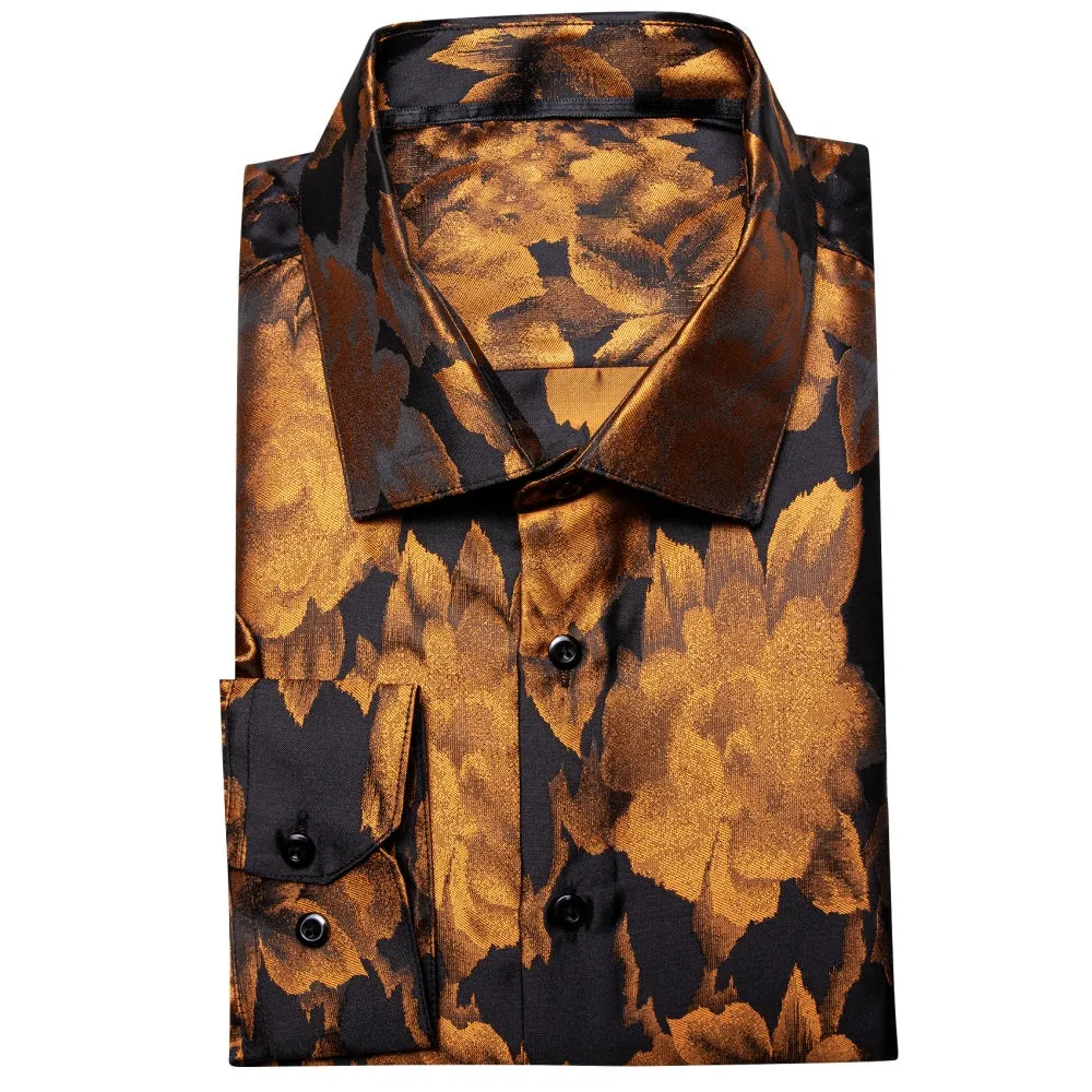 Barry. Wang Purple Floral Casual Shirt Mens Silk Long Sleeve Button Up Shirt sold by Barrywang product image thumbnail 2