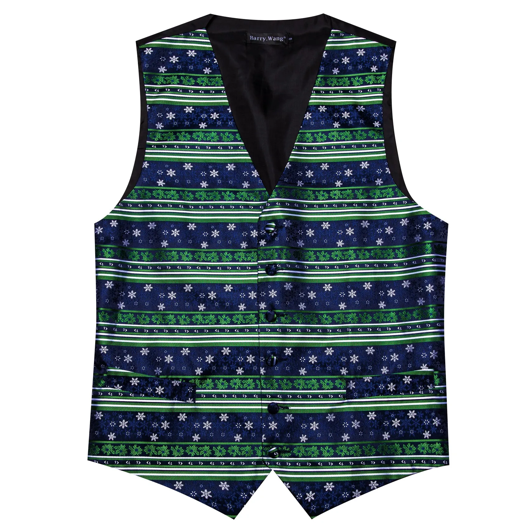 Barry. Wang Mens Green Suit Vest Navy Snowflake Xmas Formal Waistcoat Tie Hanky Cufflinks Set sold by Barrywang product image thumbnail 4