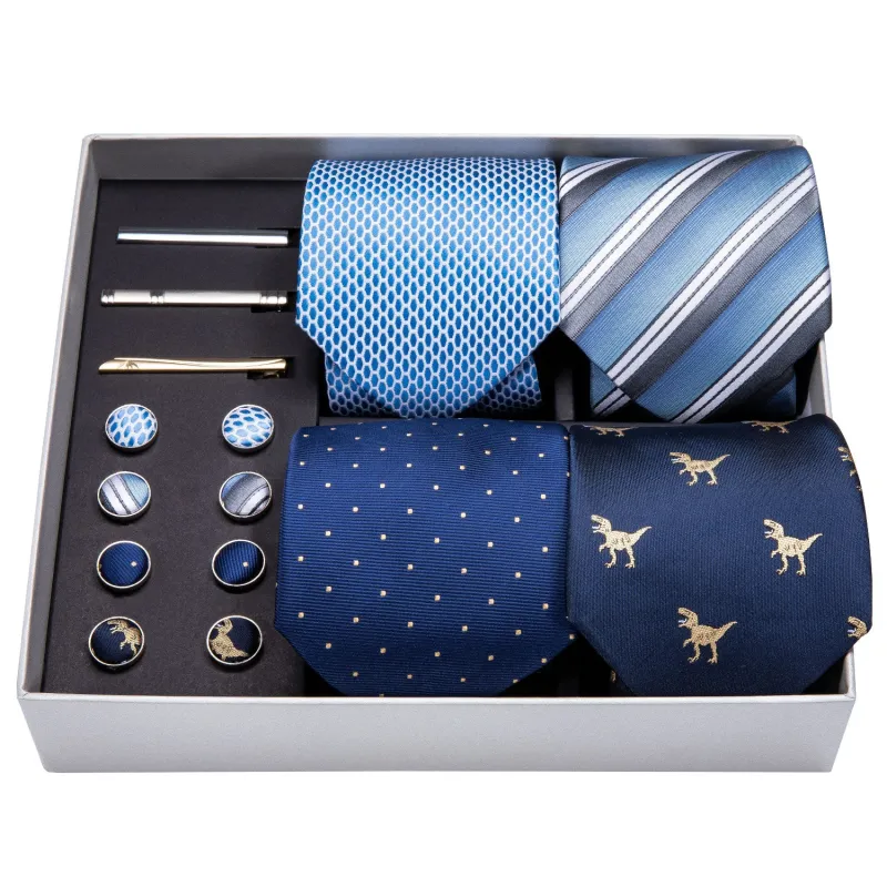 Barry. Wang 4pcs Men's  Silk Tie Business Wedding Suit Tie Hanky Cufflinks Gift Box Set sold by Barrywang