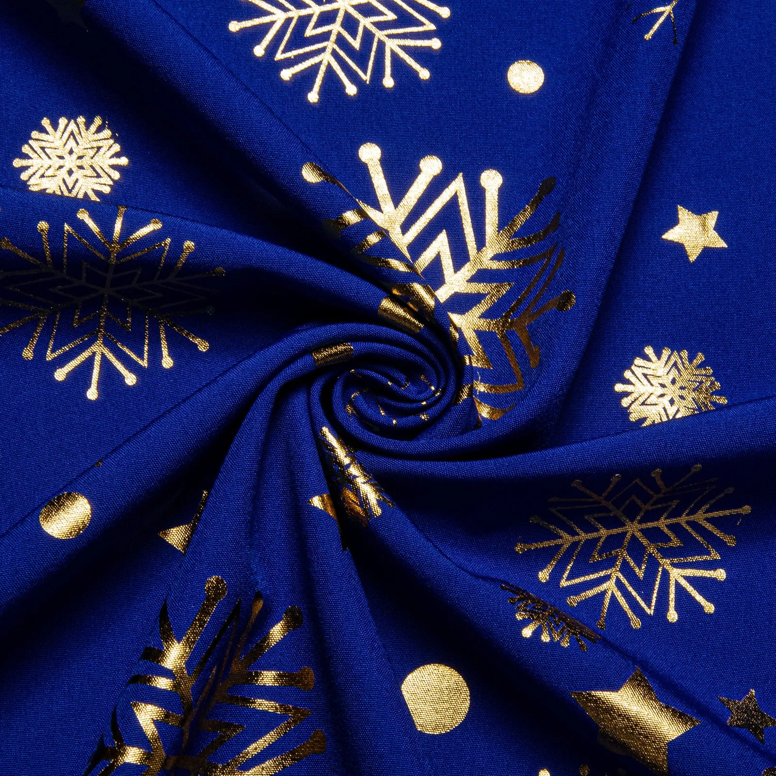 Barry. Wang Holiday Royal Blue Shirt Gold Snowflake Pattern Long Sleeve Shirt sold by Barrywang product image thumbnail 3