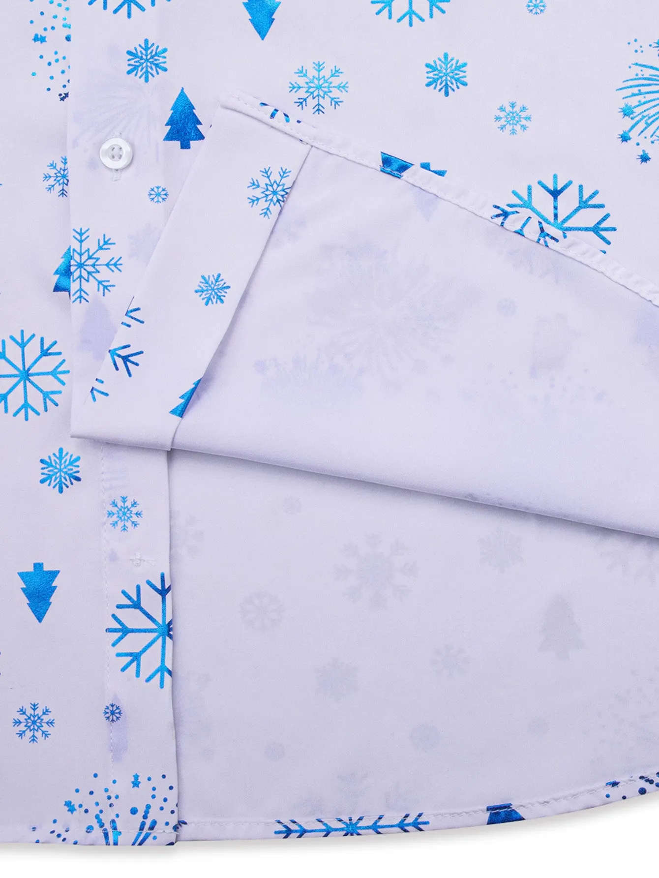 Barry. Wang Holiday White Shirt Sky Blue Snowflake Pattern Long Sleeve Shirt sold by Barrywang product image thumbnail 5