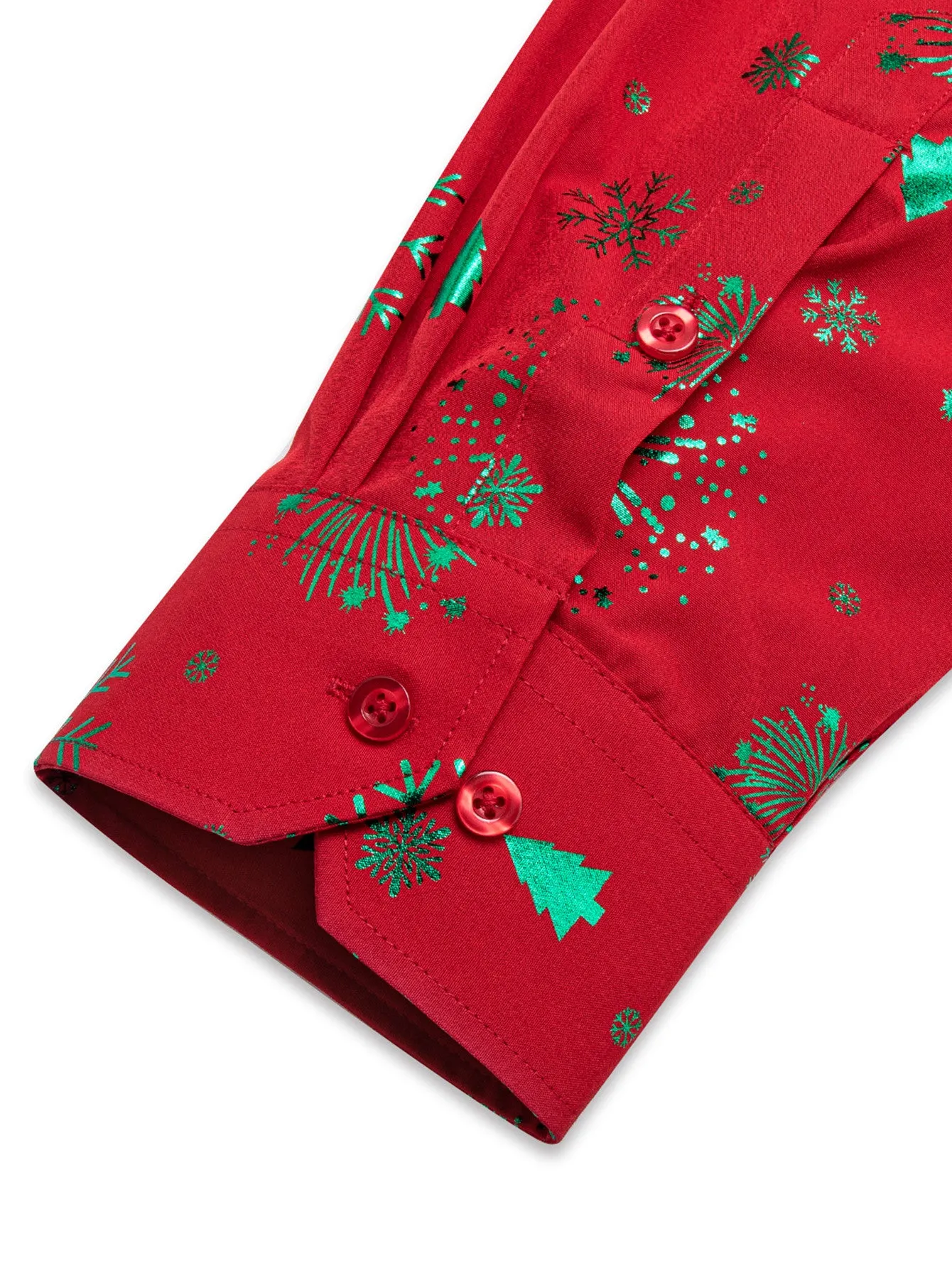 Barry.Wang Mens Red Shirt Green Xmas Long Sleeve Shirt sold by Barrywang product image thumbnail 5