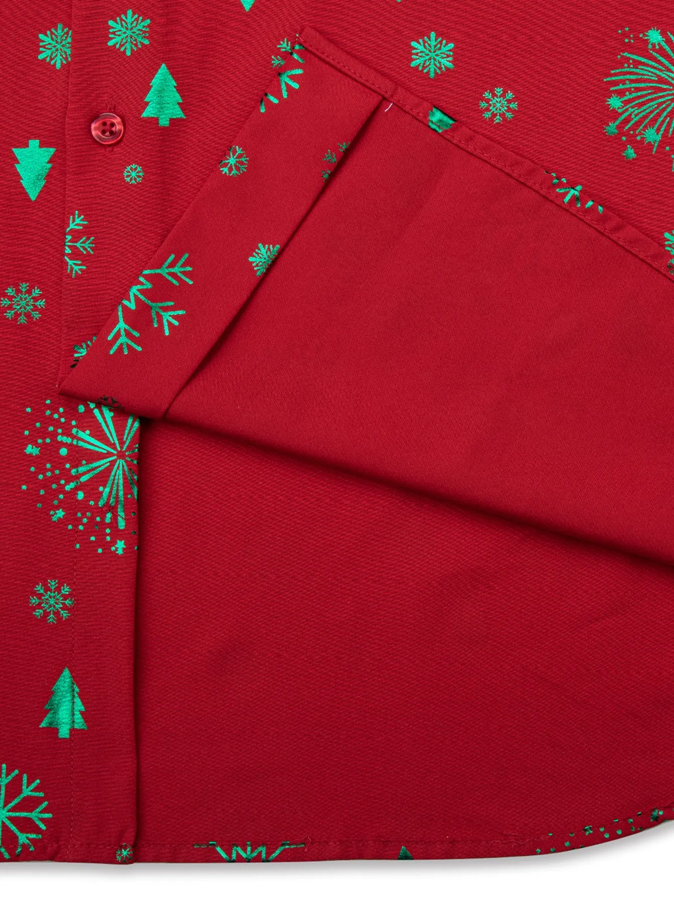 Barry.Wang Mens Red Shirt Green Xmas Long Sleeve Shirt sold by Barrywang product image thumbnail 4