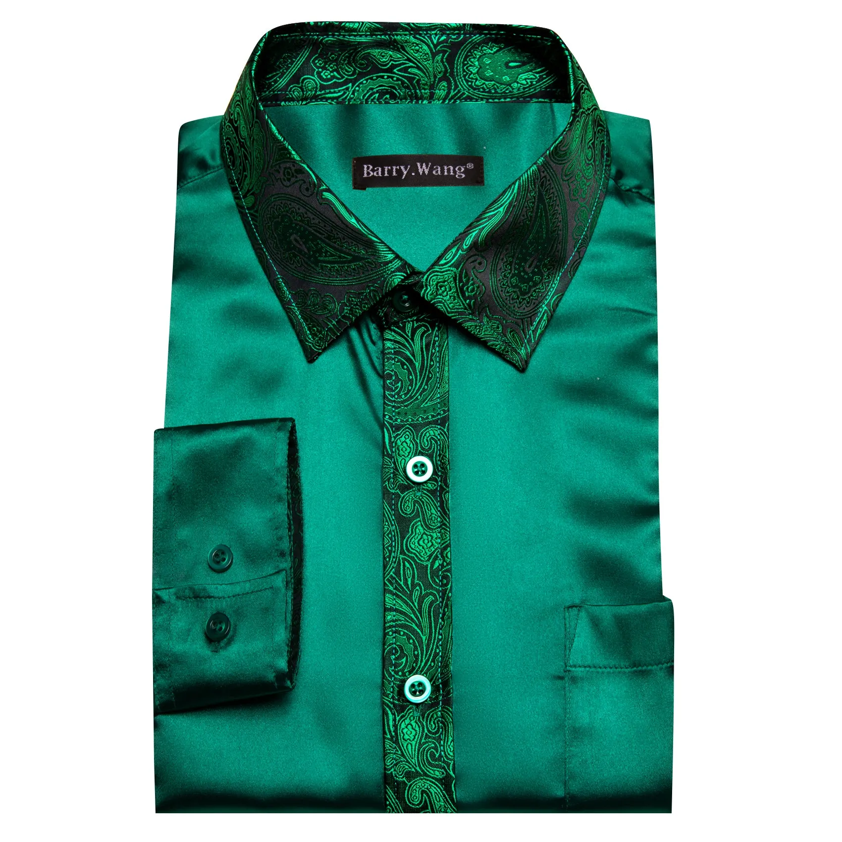 Barry. Wang Green Splicing Men Business Shirt sold by Barrywang product image thumbnail 3