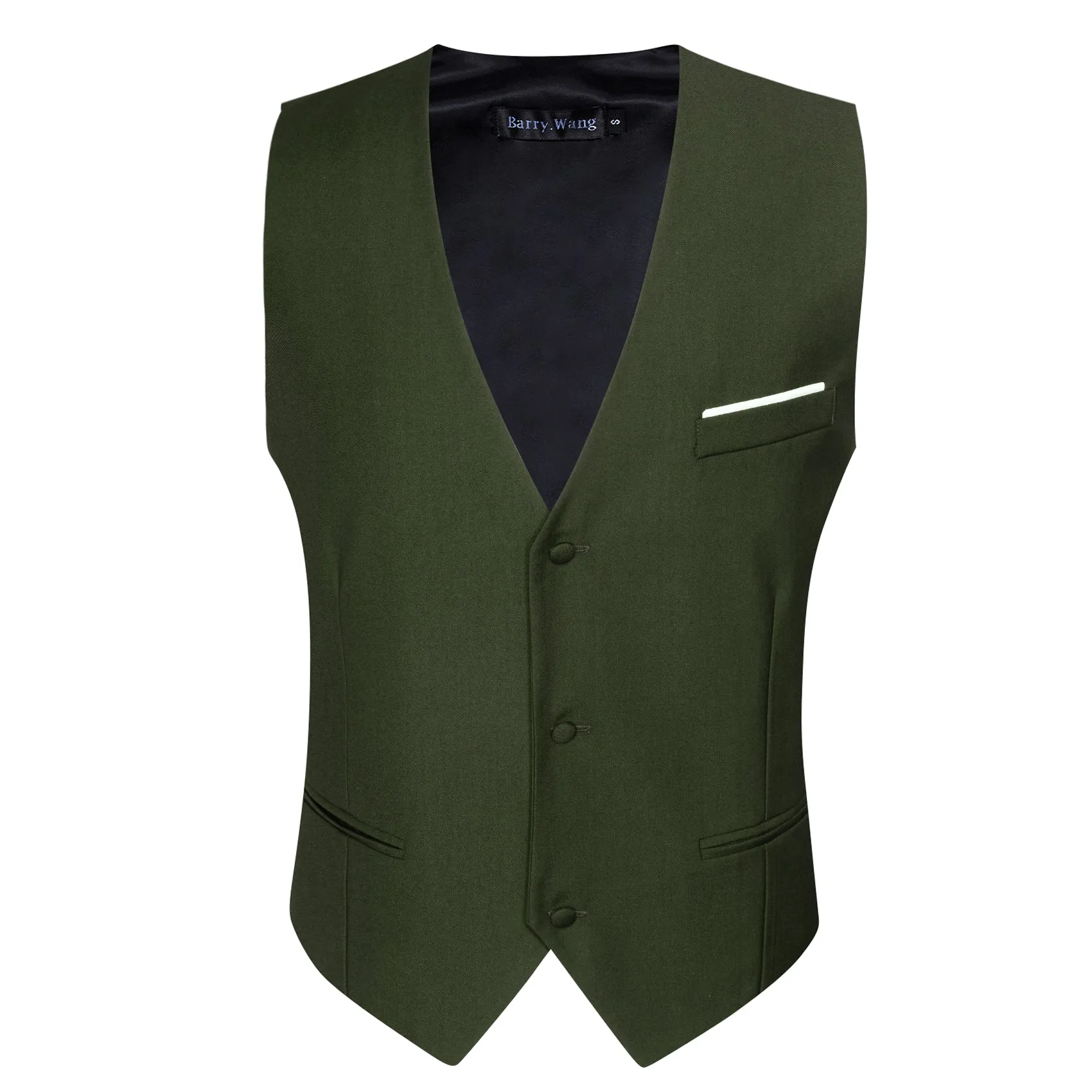 Barry. Wang Army Green Business Vests Slim Fit Formal Groomsmen Vest sold by Barrywang product image thumbnail 4