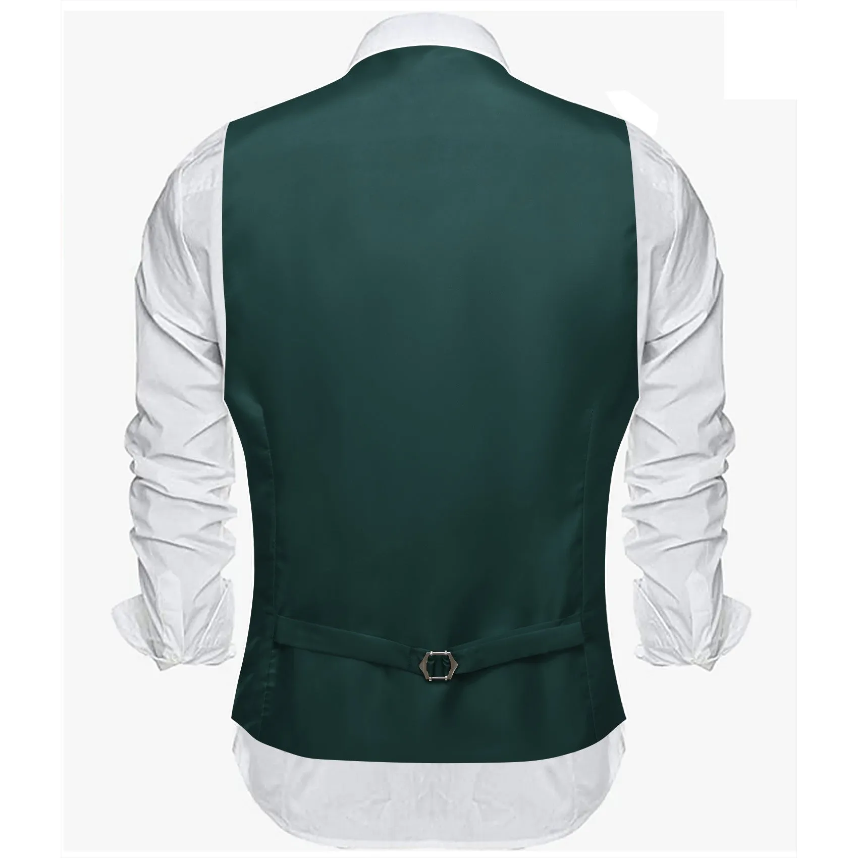 Barry. Wang Suit Vest Green Solid V-neck Formal Vest Tie Pocket Square Cufflinks Set sold by Barrywang product image thumbnail 3