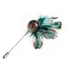 Barry.wang Men's Tie Accessories Novelty Green Feather Lapel Pin sold by Barrywang
