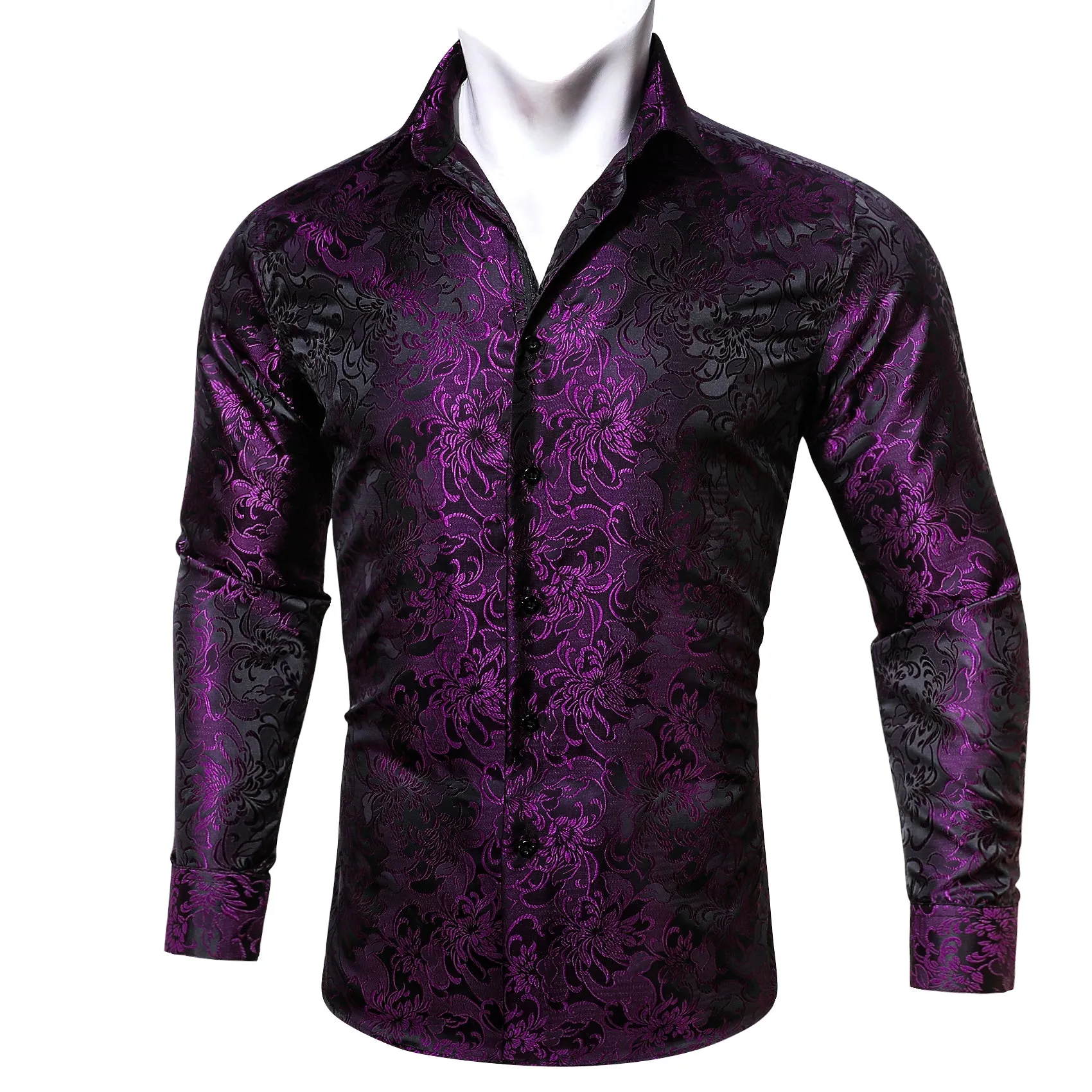 Barry Wang Dark Purple Paisley Shirt Silk Men's Windsor Collar Shirt sold by Barrywang product image thumbnail 3