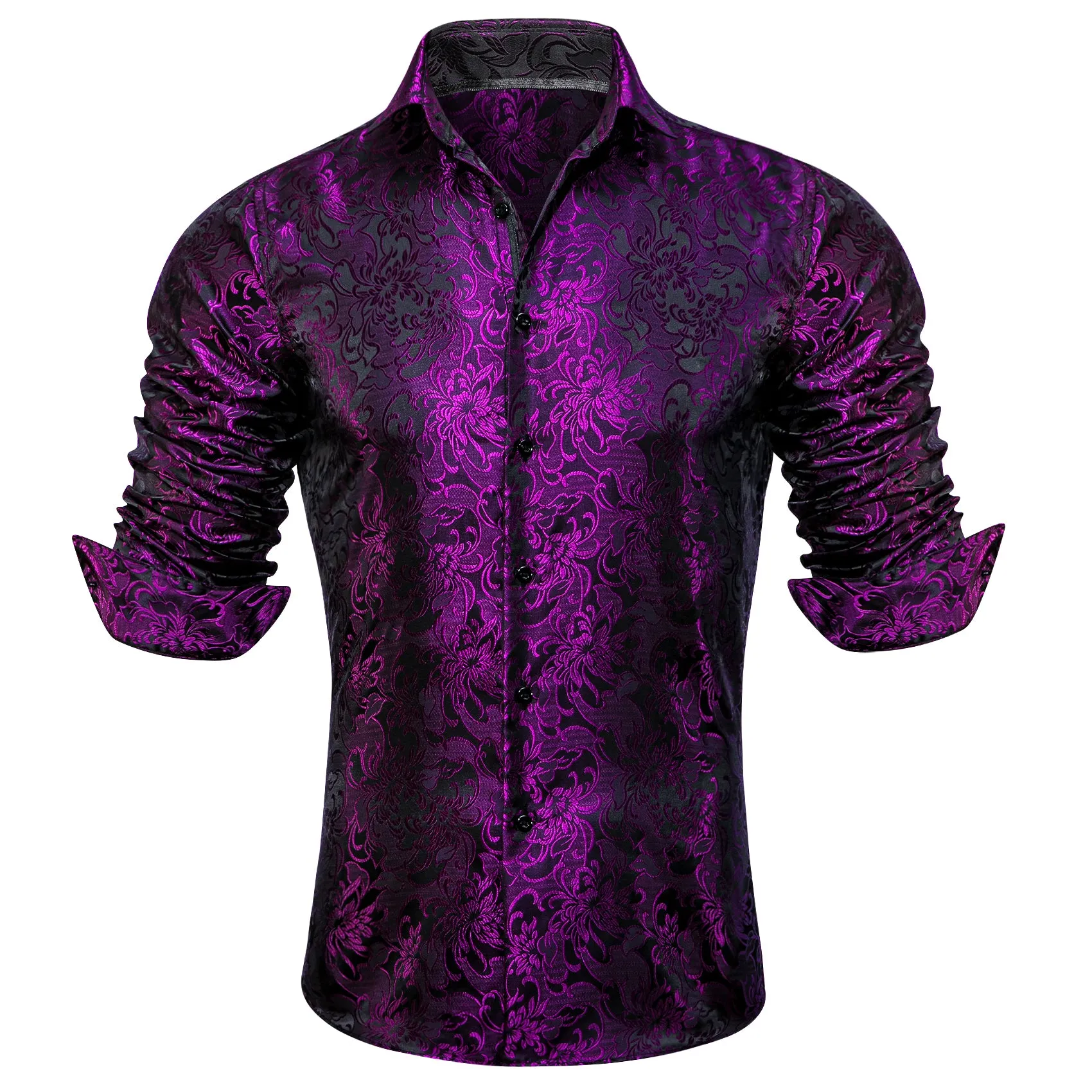 Barry Wang Dark Purple Paisley Shirt Silk Men's Windsor Collar Shirt sold by Barrywang product image thumbnail 2