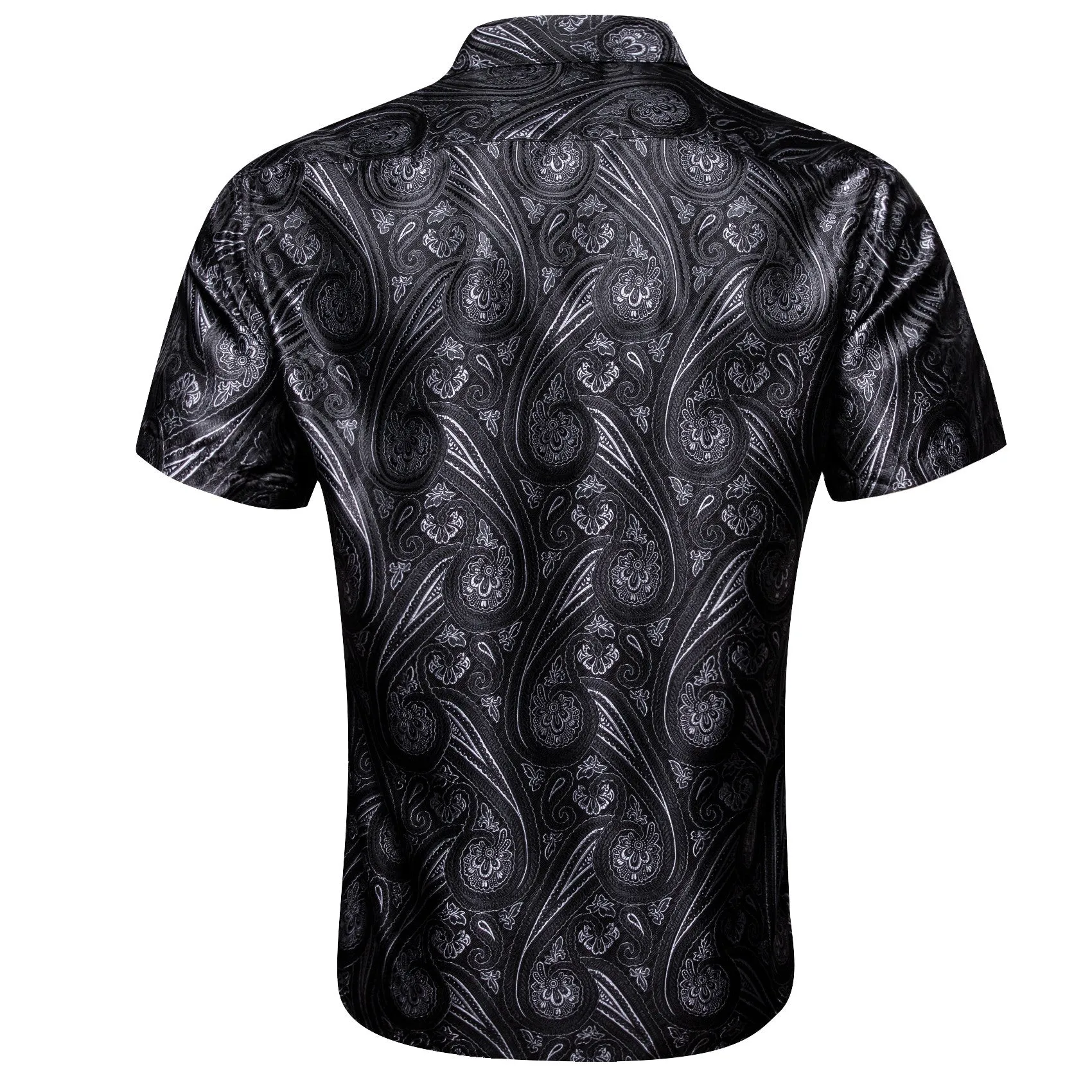 Barry. Wang Mens Western Shirt Black Grey Paisley Short Sleeve Button Down Dress Shirt sold by Barrywang product image thumbnail 5