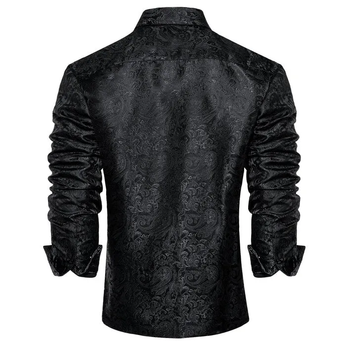 Barry. Wang Black Shirt Western Dress Paisley Wrinkle Free Button Down Shirt sold by Barrywang product image thumbnail 2