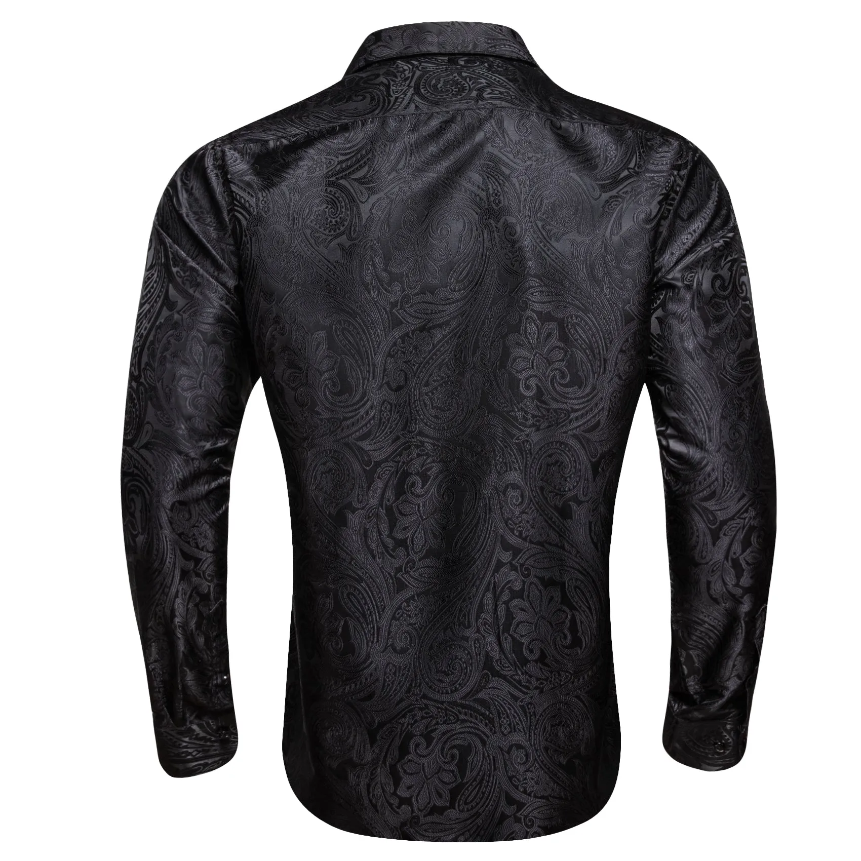 Barry. Wang Mens Western Shirt Casual Black Paisley Jacquard Long Sleeve Button Down Shirt sold by Barrywang product image thumbnail 2