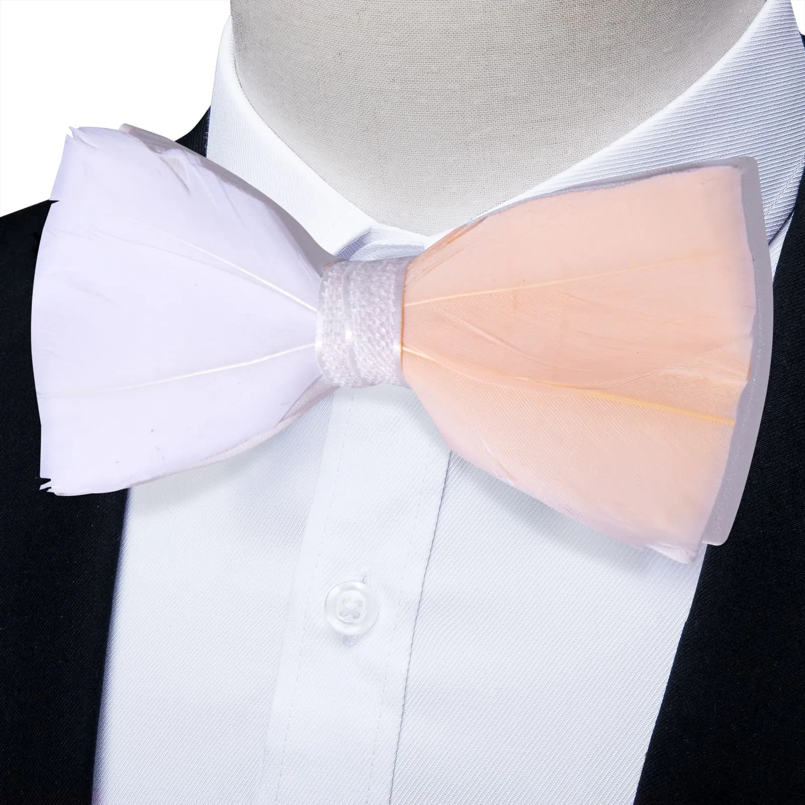 Barry. Wang Pink Feather Bowtie Novelty Mens Pre-tied Bowtie Brooch Set Wedding sold by Barrywang
