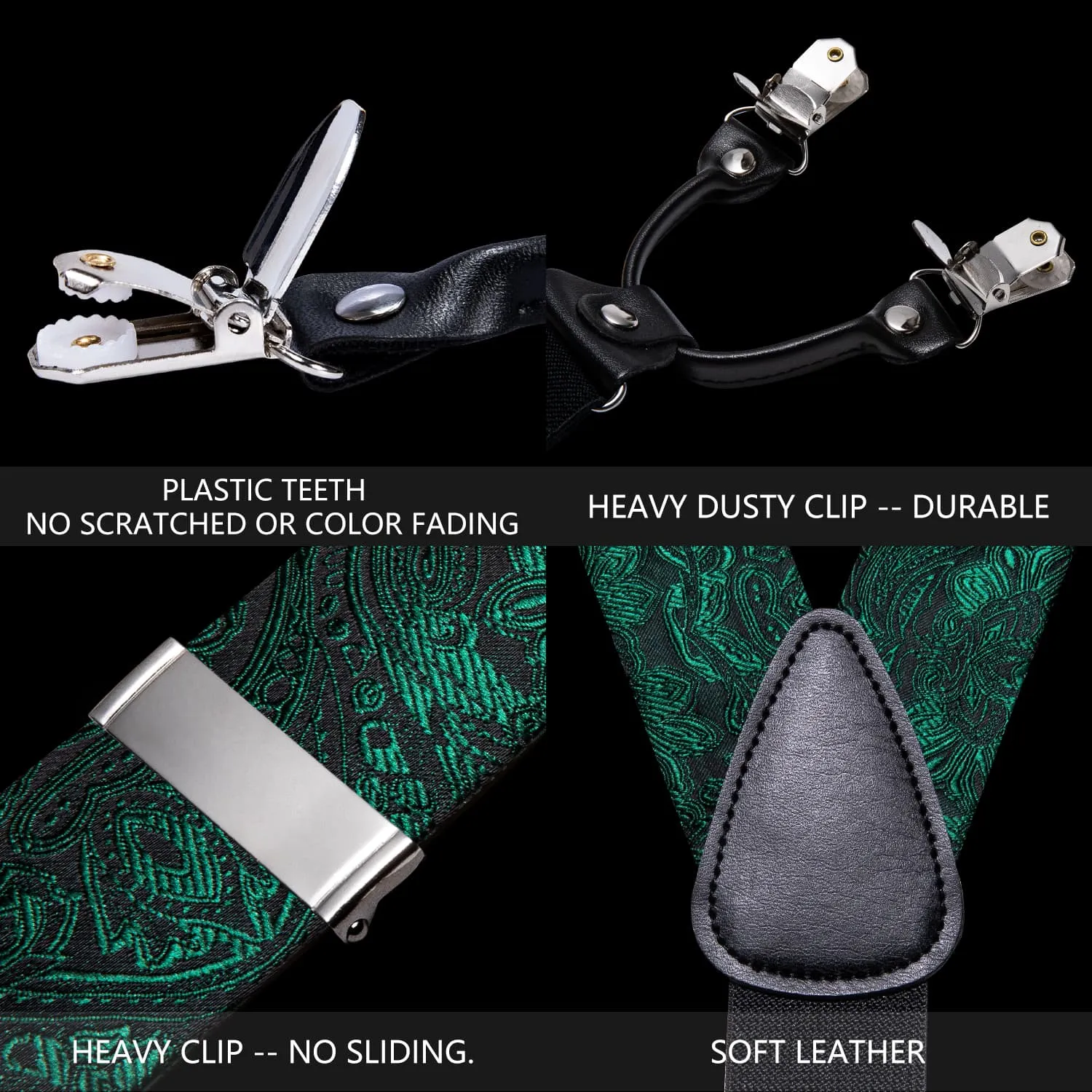 Barry. Wang Green Floral Tie Y Back Adjustable Suspenders Tie Set sold by Barrywang product image thumbnail 5