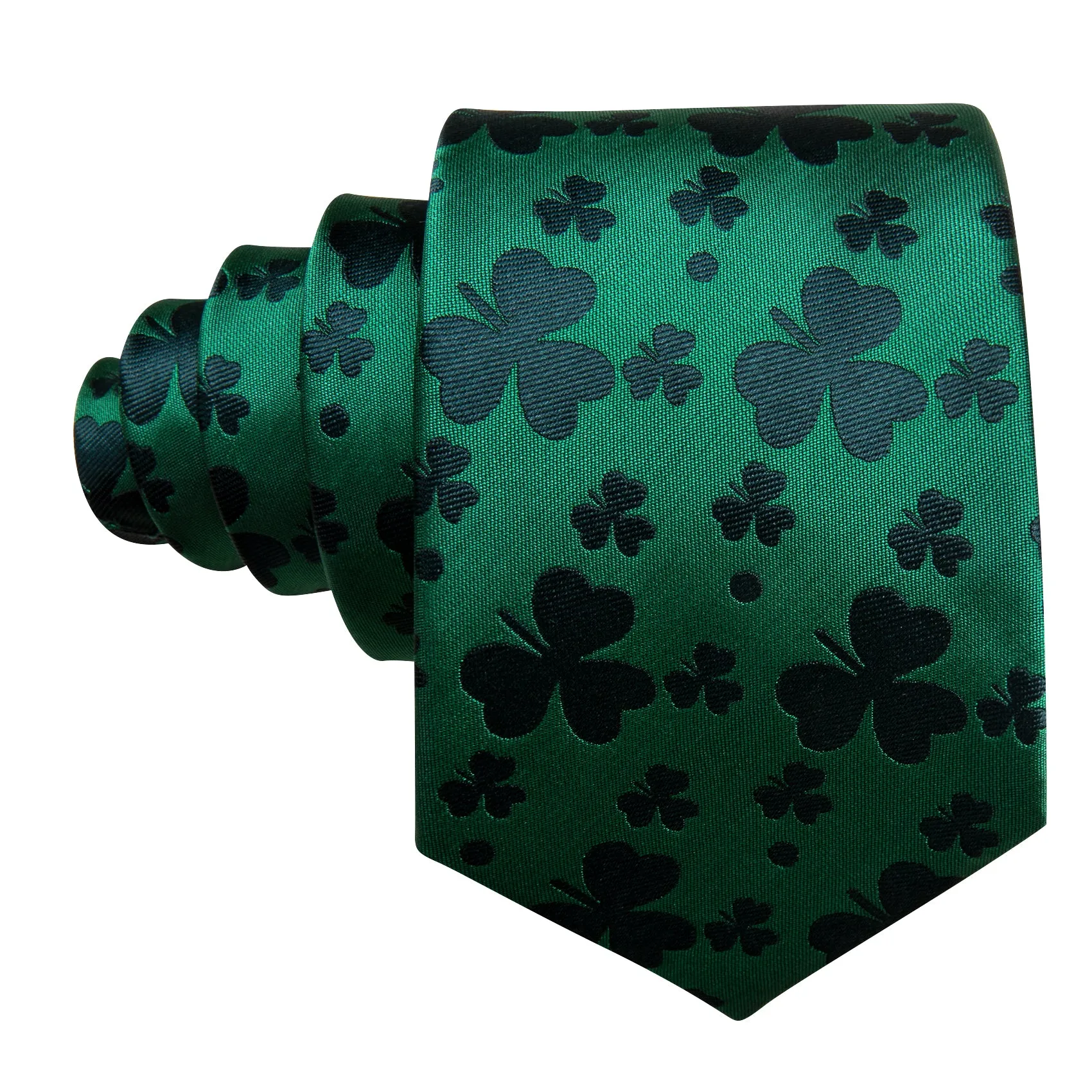 Barry. Wang Mens Green Clover Silk Tie Handkerchief Cufflinks Set sold by Barrywang product image thumbnail 4