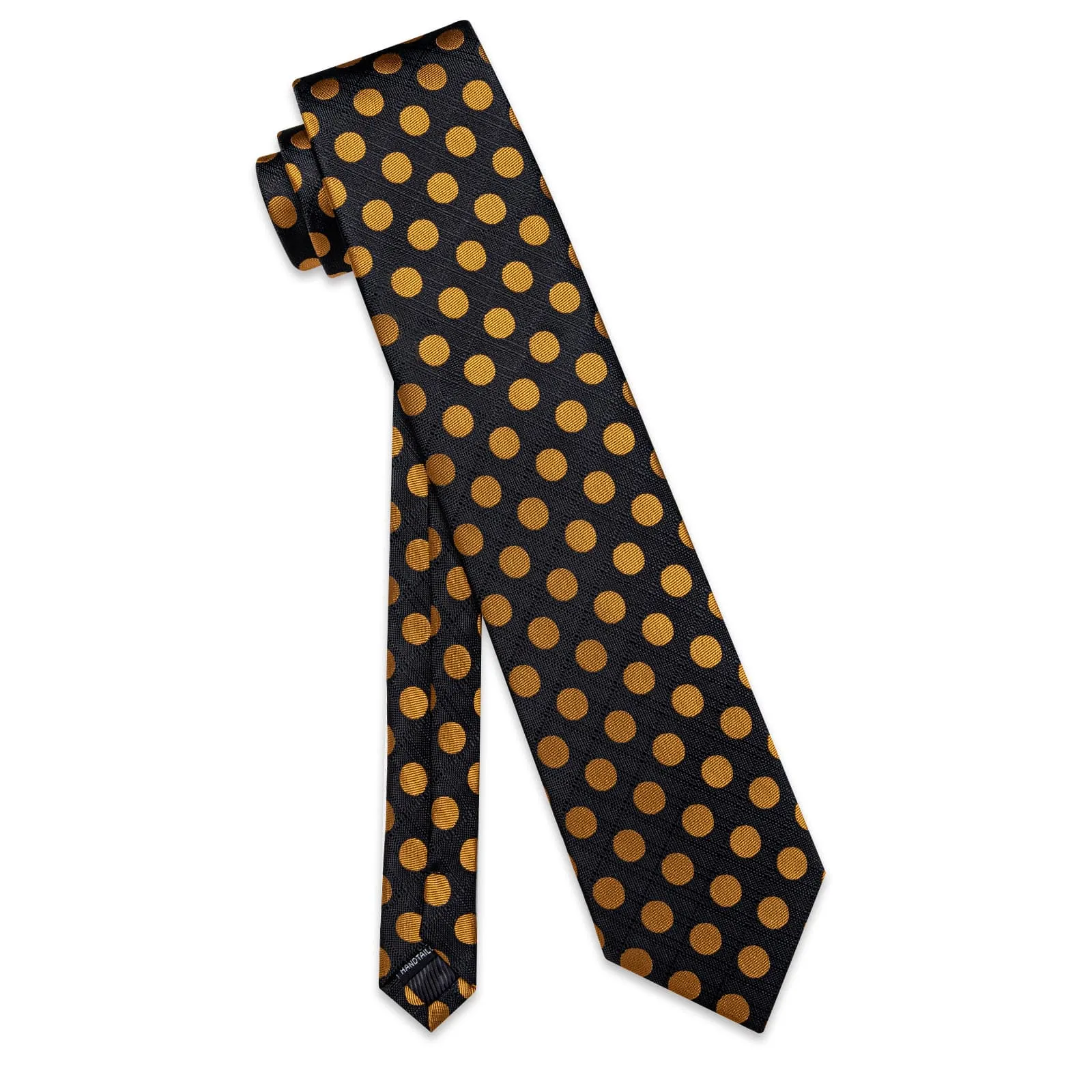 Barry. Wang Black Gold Polka Dot Necktie Silk Tie Pocket Square Cufflinks Set sold by Barrywang product image thumbnail 3