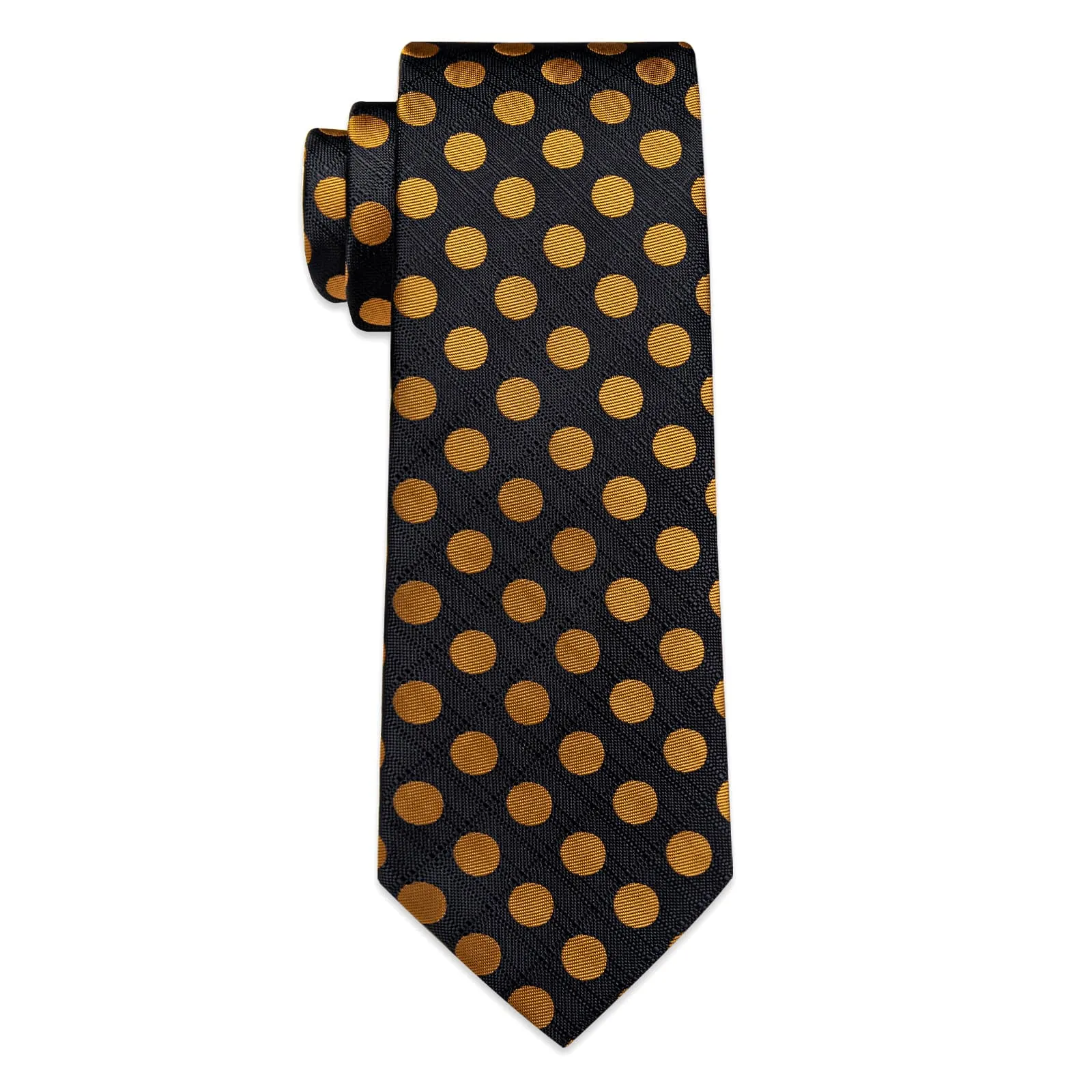 Barry. Wang Black Gold Polka Dot Necktie Silk Tie Pocket Square Cufflinks Set sold by Barrywang product image thumbnail 4