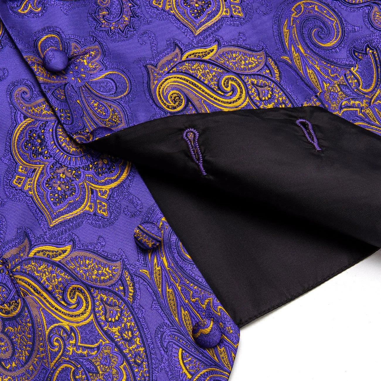 Barry. Wang Purple Paisley Silk Mens Vest Hanky Cufflinks Tie Set Waistcoat Suit Set sold by Barrywang product image thumbnail 3