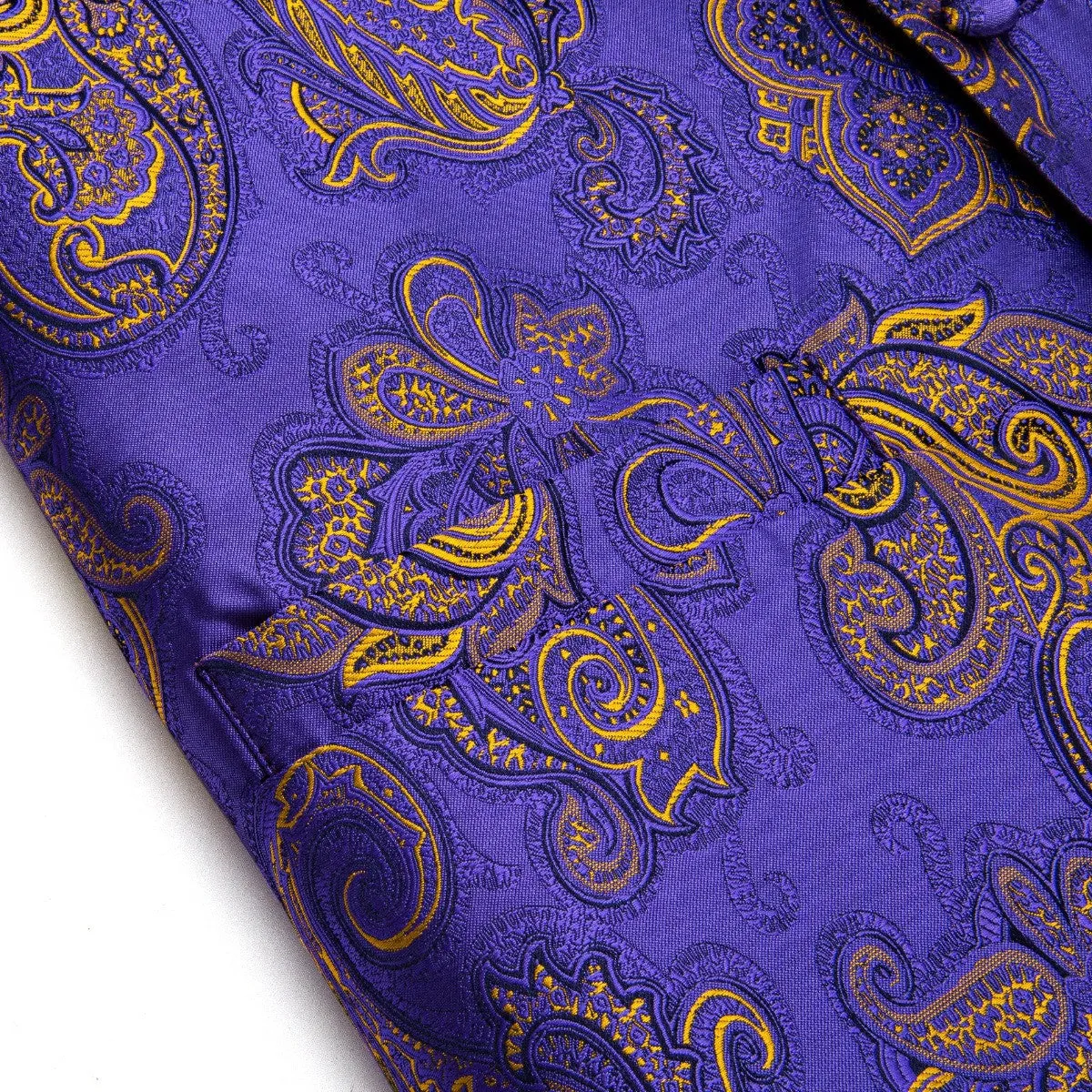 Barry. Wang Purple Paisley Silk Mens Vest Hanky Cufflinks Tie Set Waistcoat Suit Set sold by Barrywang product image thumbnail 4