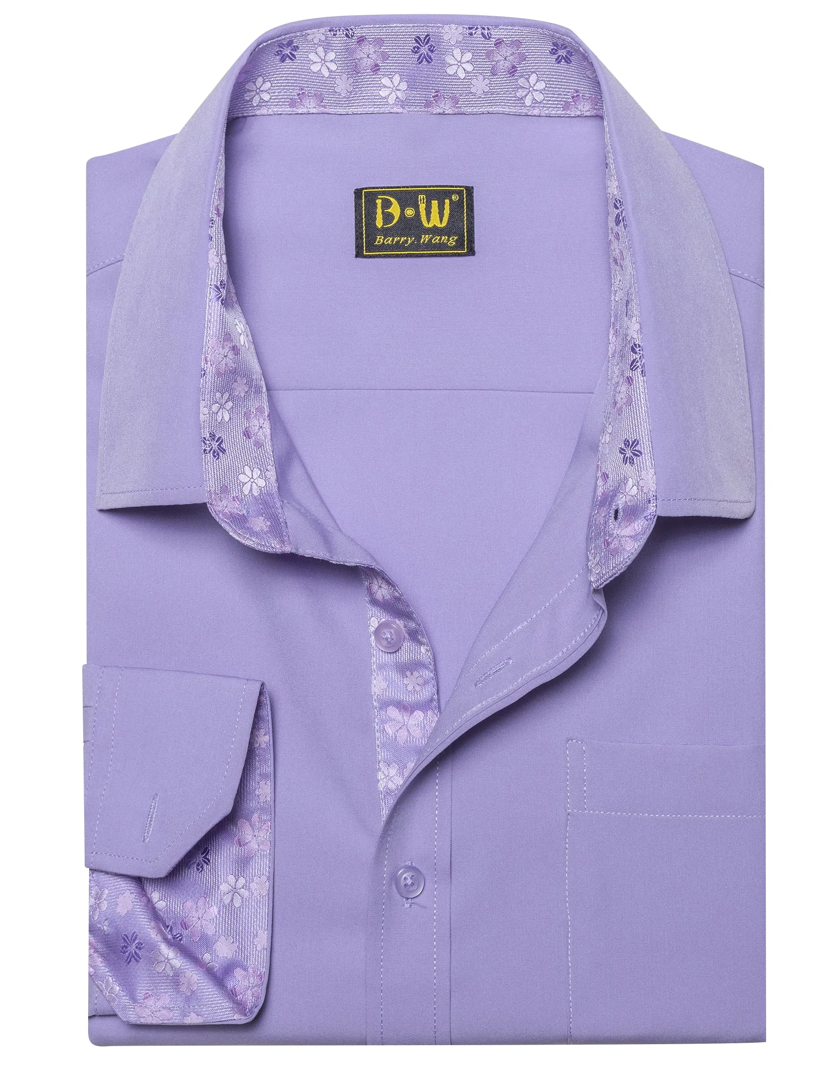 Barry. Wang Silk Button Down Shirt Lilac Construct Long Sleeve Shirt sold by Barrywang product image thumbnail 4