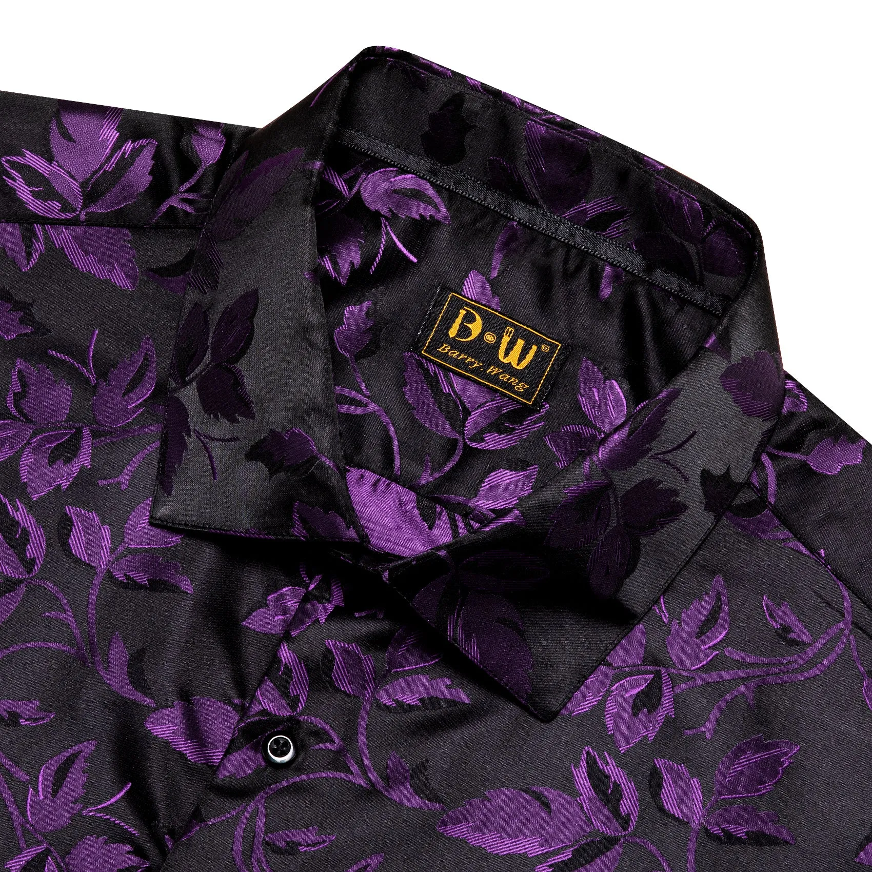 Barry. Wang Mens Dress Shirt Purple Black Floral Long Sleeve Button Up Shirt sold by Barrywang product image thumbnail 5