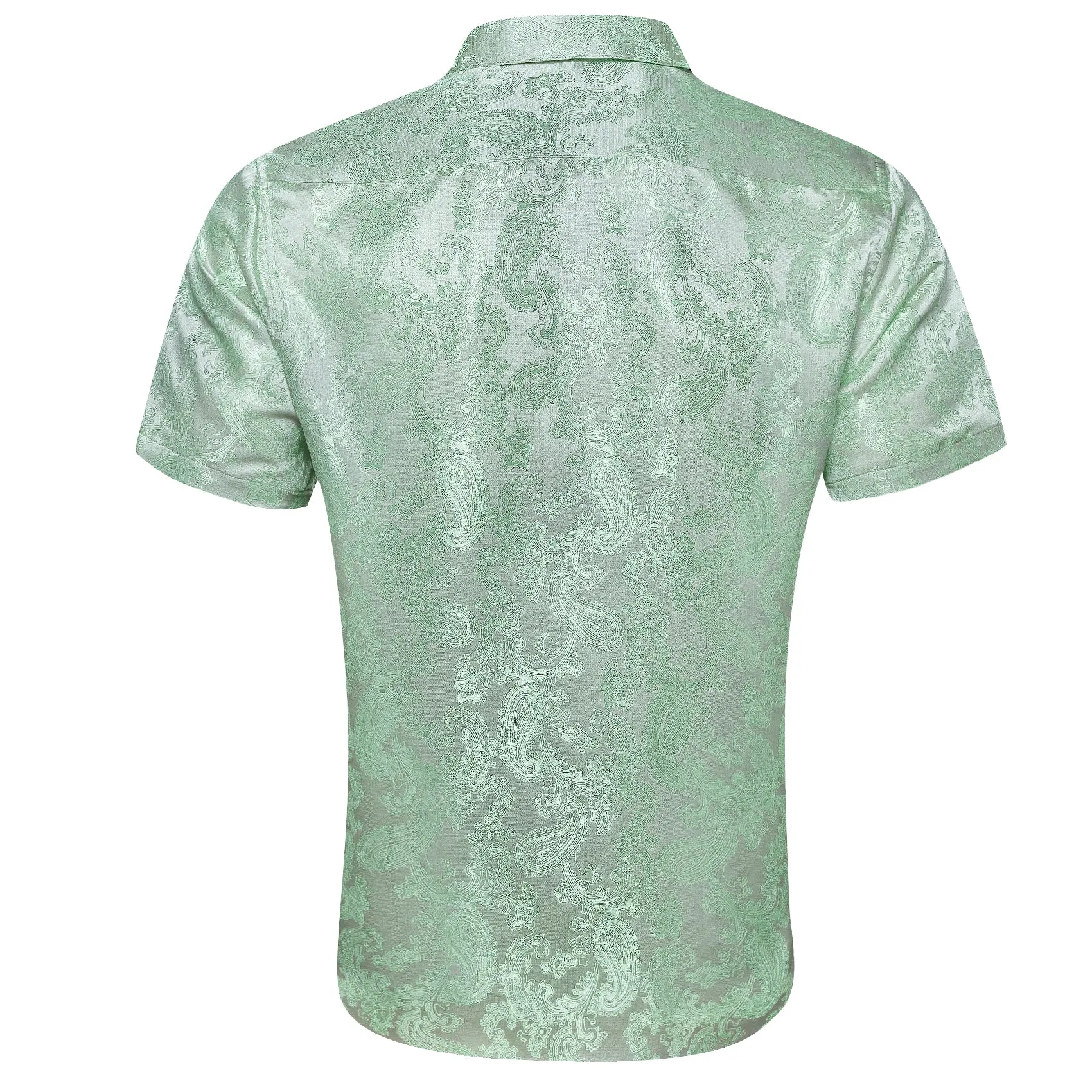 Barry. Wang Sage Green Wedding Shirt for Men Paisley Silk Jacquard Short Sleeve Prom Dress Shirt sold by Barrywang product image thumbnail 3