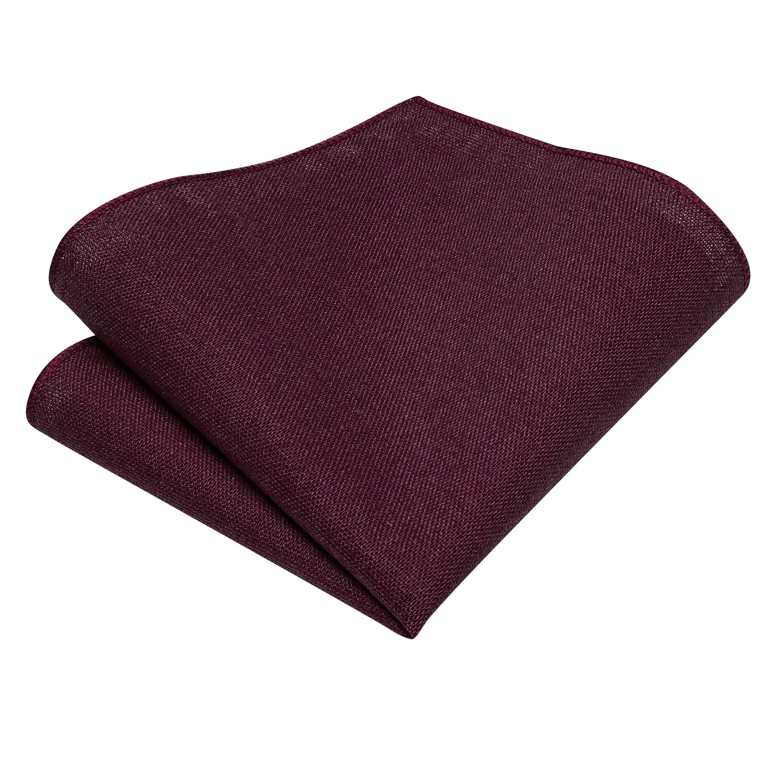 Barry. Wang Burgundy Solid Mens Tie Set Linen Blend Necktie Hanky Cufflinks for Prom Suit sold by Barrywang product image thumbnail 3