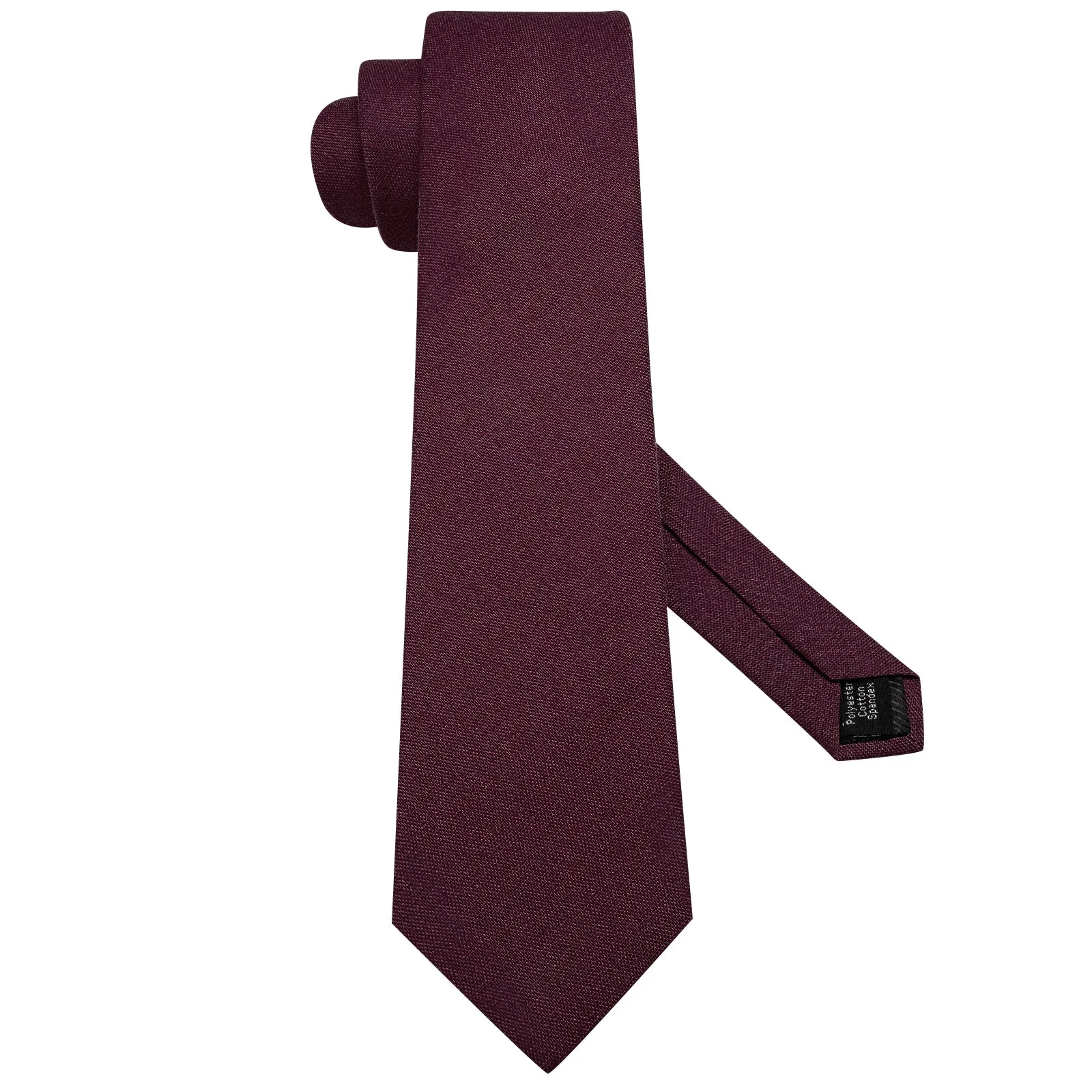 Barry. Wang Burgundy Solid Mens Tie Set Linen Blend Necktie Hanky Cufflinks for Prom Suit sold by Barrywang product image thumbnail 4