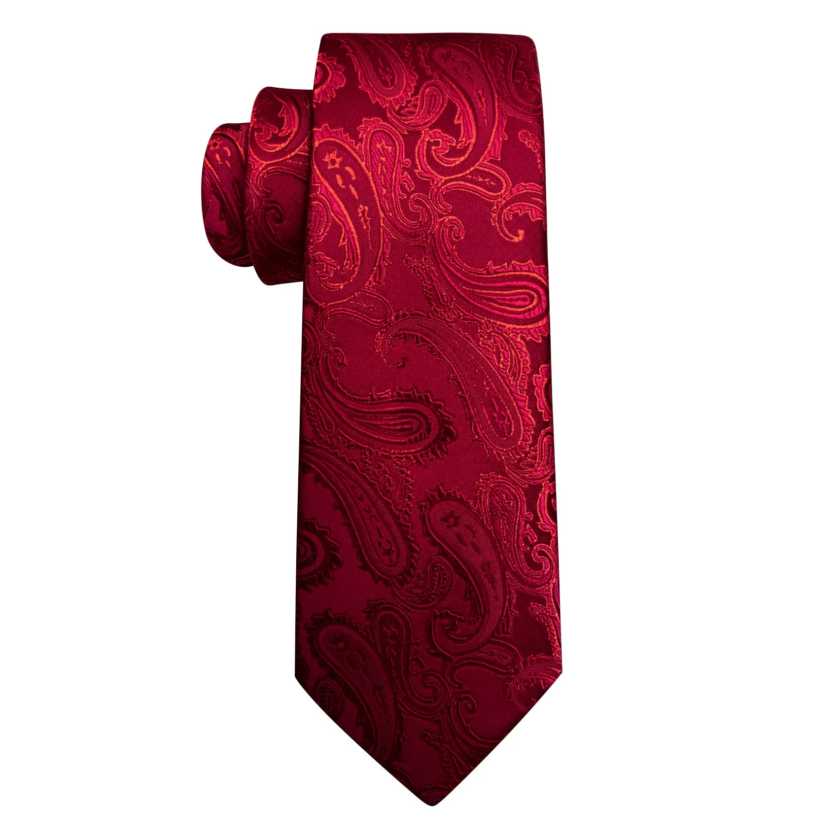 Barry. Wang Red Paisley Tie for Men Formal Suit Tie Handkerchief Cufflinks Set sold by Barrywang product image thumbnail 5