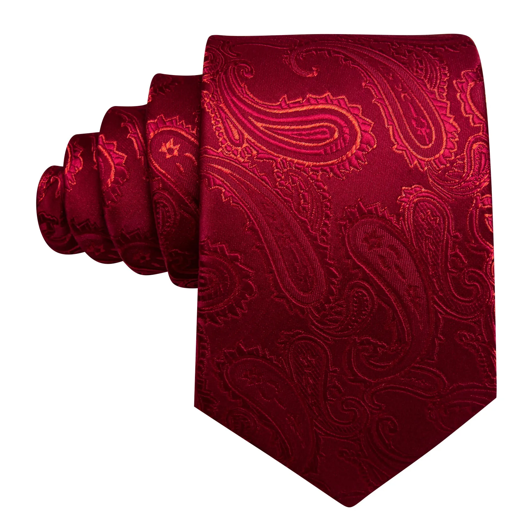 Barry. Wang Red Paisley Tie for Men Formal Suit Tie Handkerchief Cufflinks Set sold by Barrywang product image thumbnail 4