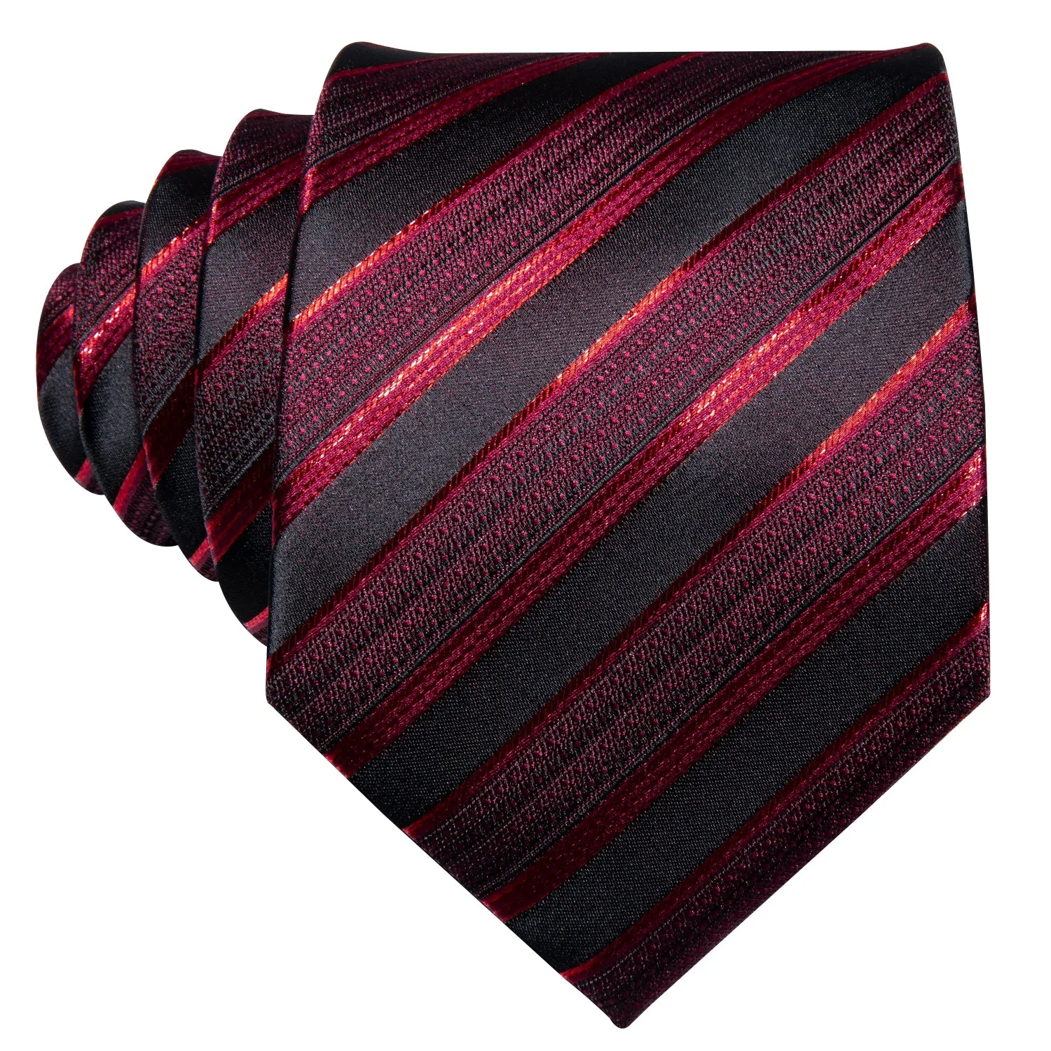 Barry. Wang Red Striped Tie Silk Formal Work Tie Pocket Square Cufflinks Set sold by Barrywang product image thumbnail 3