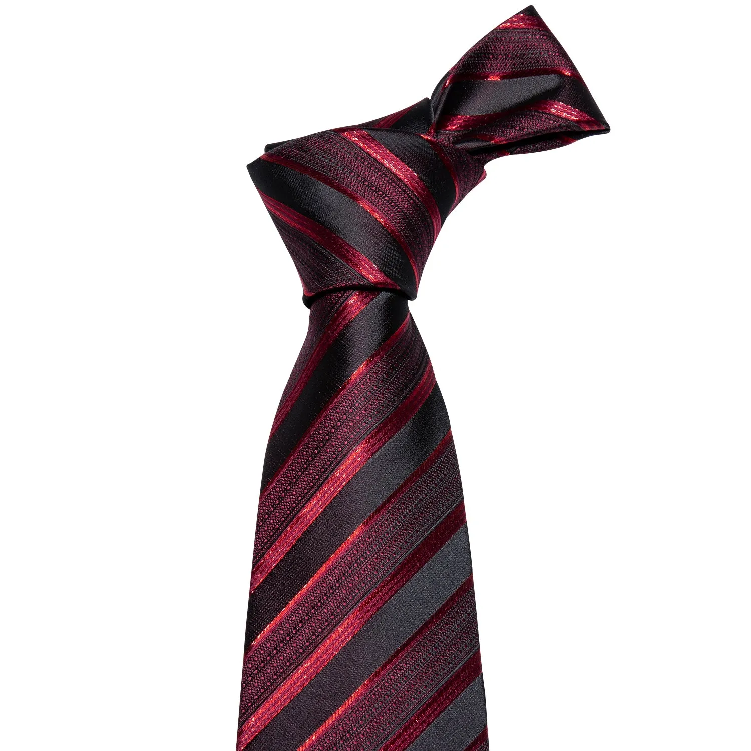 Barry. Wang Red Striped Tie Silk Formal Work Tie Pocket Square Cufflinks Set sold by Barrywang product image thumbnail 5