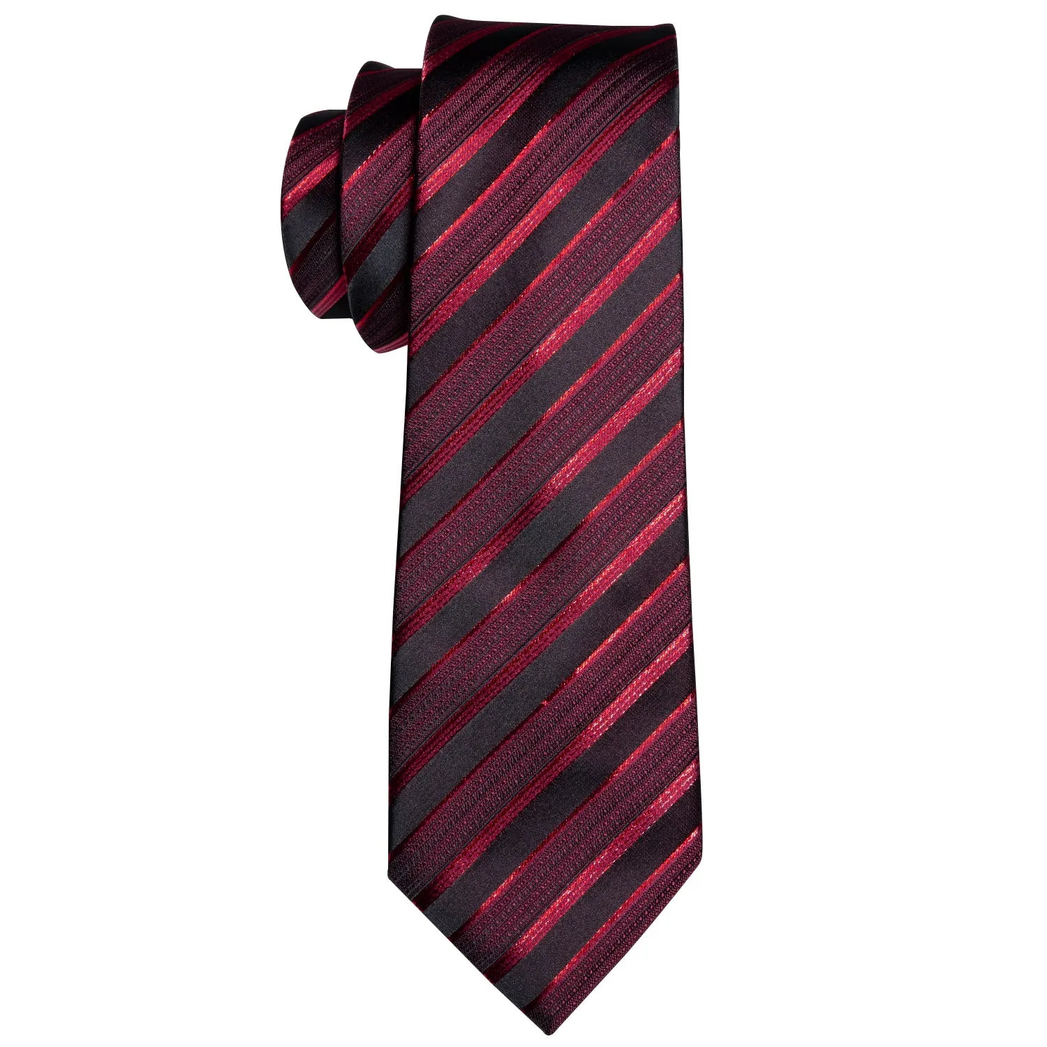 Barry. Wang Red Striped Tie Silk Formal Work Tie Pocket Square Cufflinks Set sold by Barrywang product image thumbnail 4