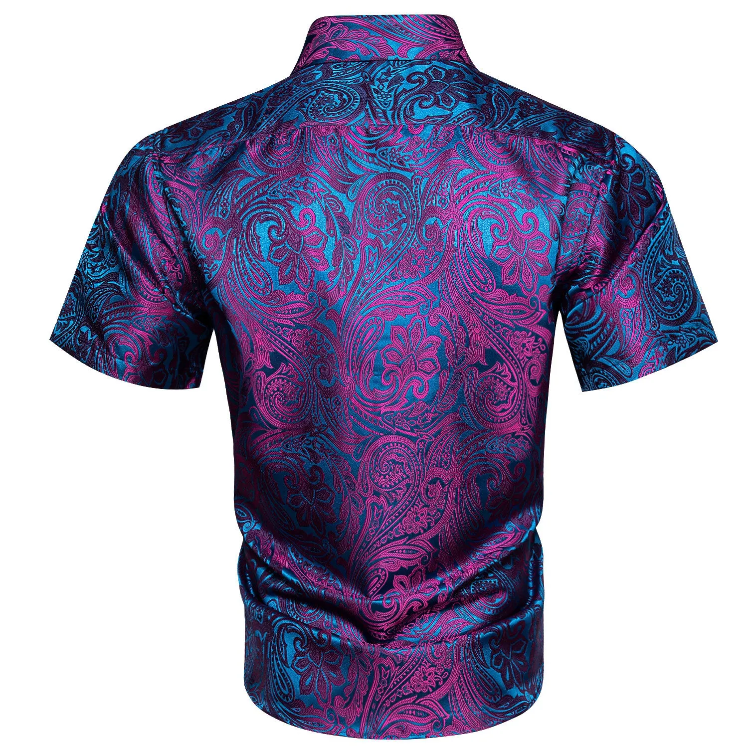 Barry. Wang Mens Purple Paisley Short Sleeve Shirt Summer Beach Button Up Shirt sold by Barrywang product image thumbnail 5