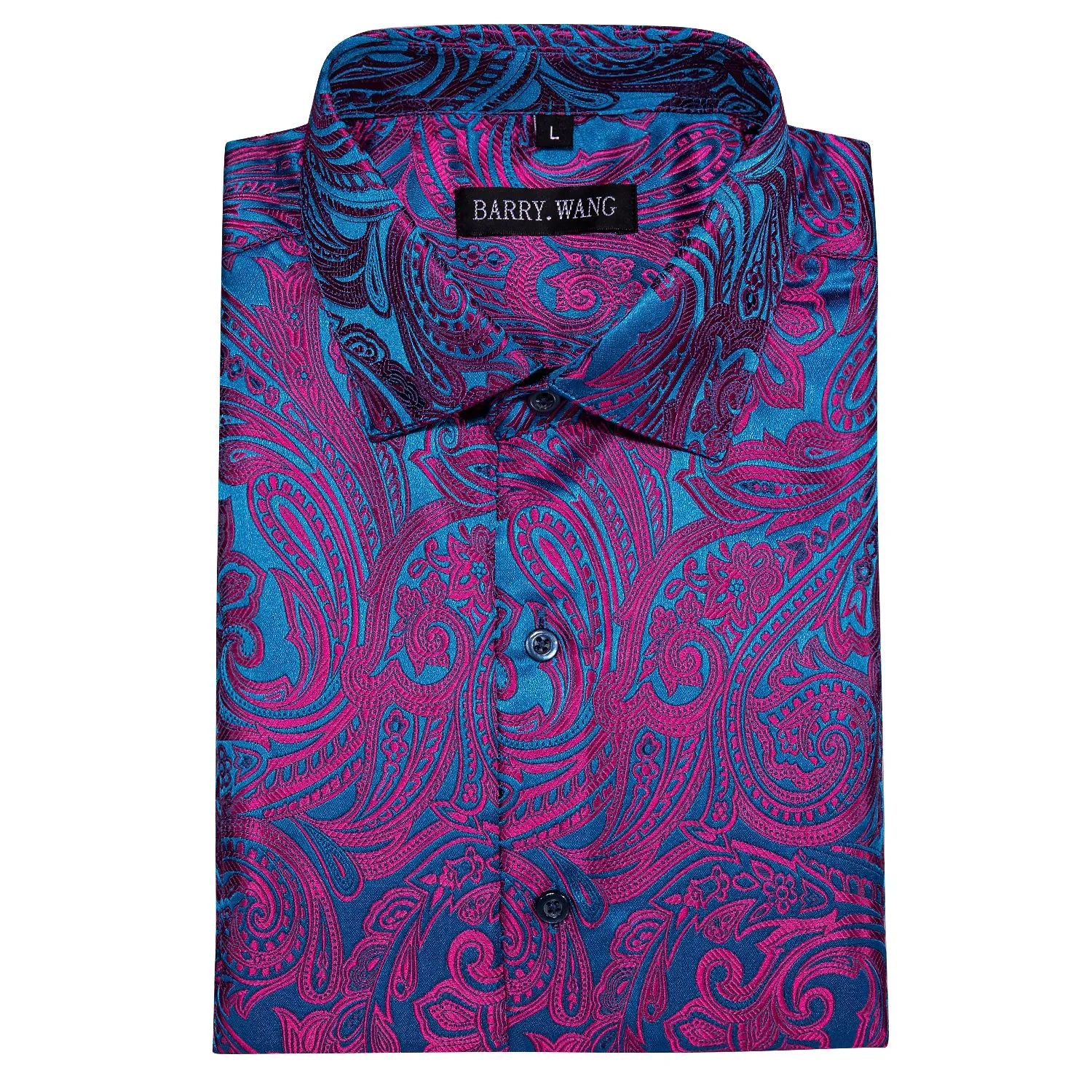Barry. Wang Mens Purple Paisley Short Sleeve Shirt Summer Beach Button Up Shirt sold by Barrywang product image thumbnail 4